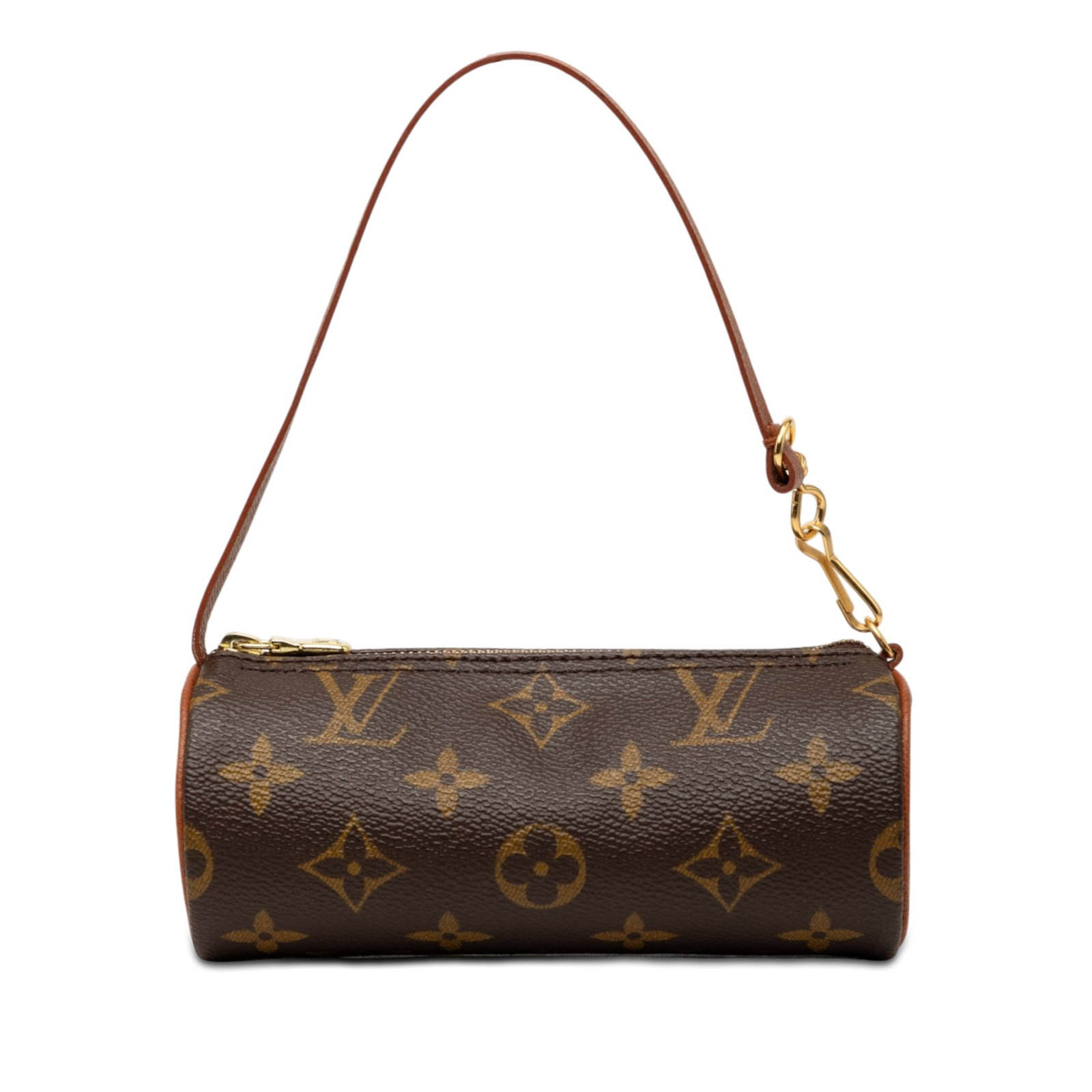 Louis Vuitton Papillon Pochette Monogram Canvas Shoulder Bag: Louis Vuitton Papillon Pochette Monogram Canvas Shoulder Bag A compact Louis Vuitton Monogram Papillon Pochette crafted with a monogram canvas body, leather trim, a flat leather strap, and a top zip c