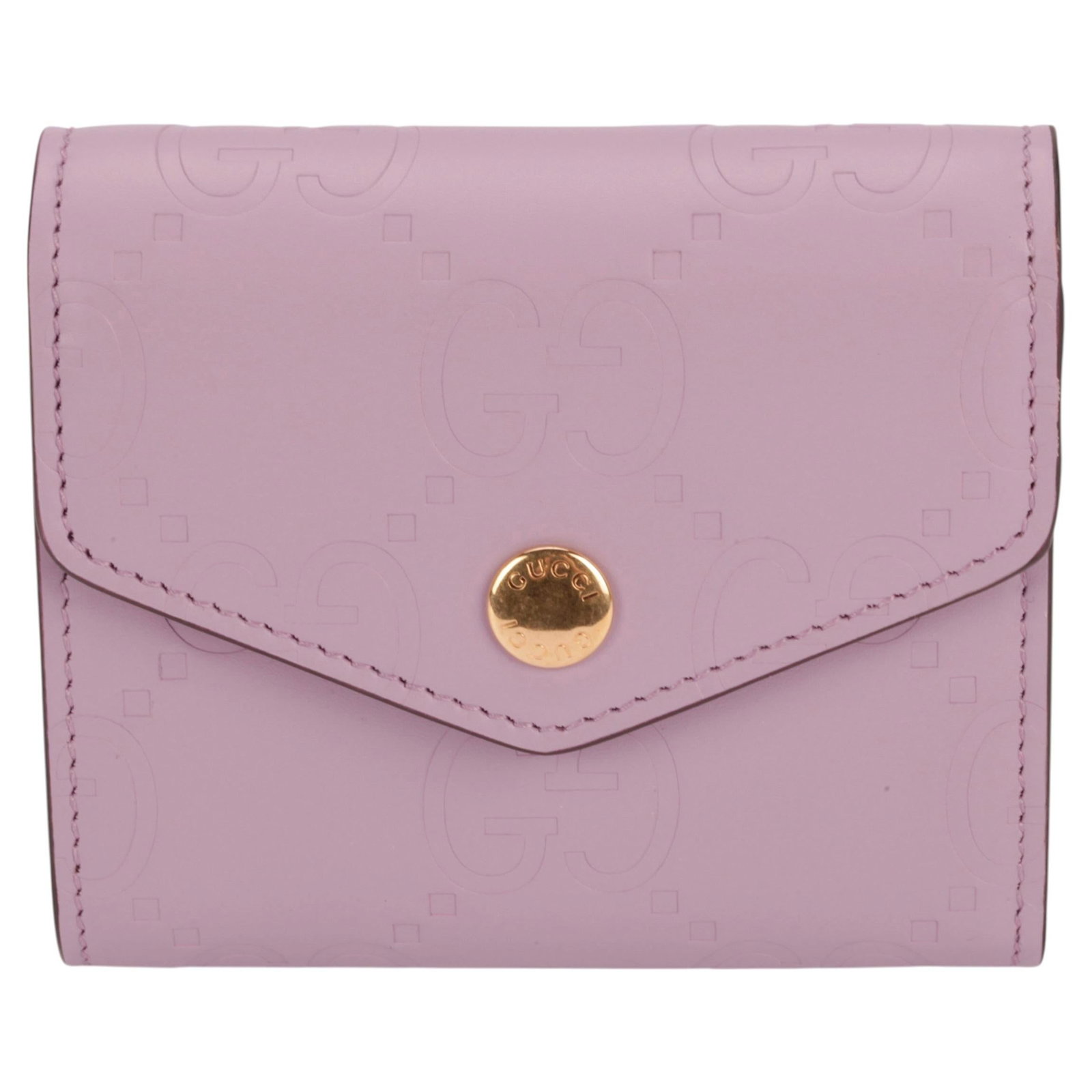 Gucci GG tri-fold wallet lavender embossed leather with box (1 of 9)