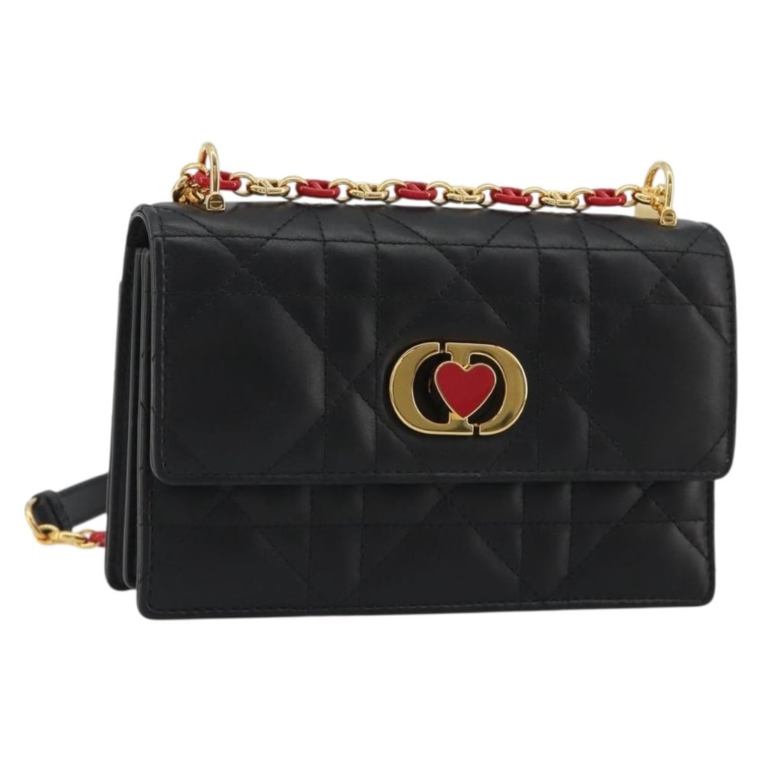 Christian Dior Miss Caro Cannage Leather Shoulder Bag Black Gold: Christian Dior Miss Caro Cannage Leather Shoulder Bag Black Gold Christian Dior Miss Caro chain shoulder bag in black leather with gold-tone accents. Made in Italy, this women's bag includes a dust ba