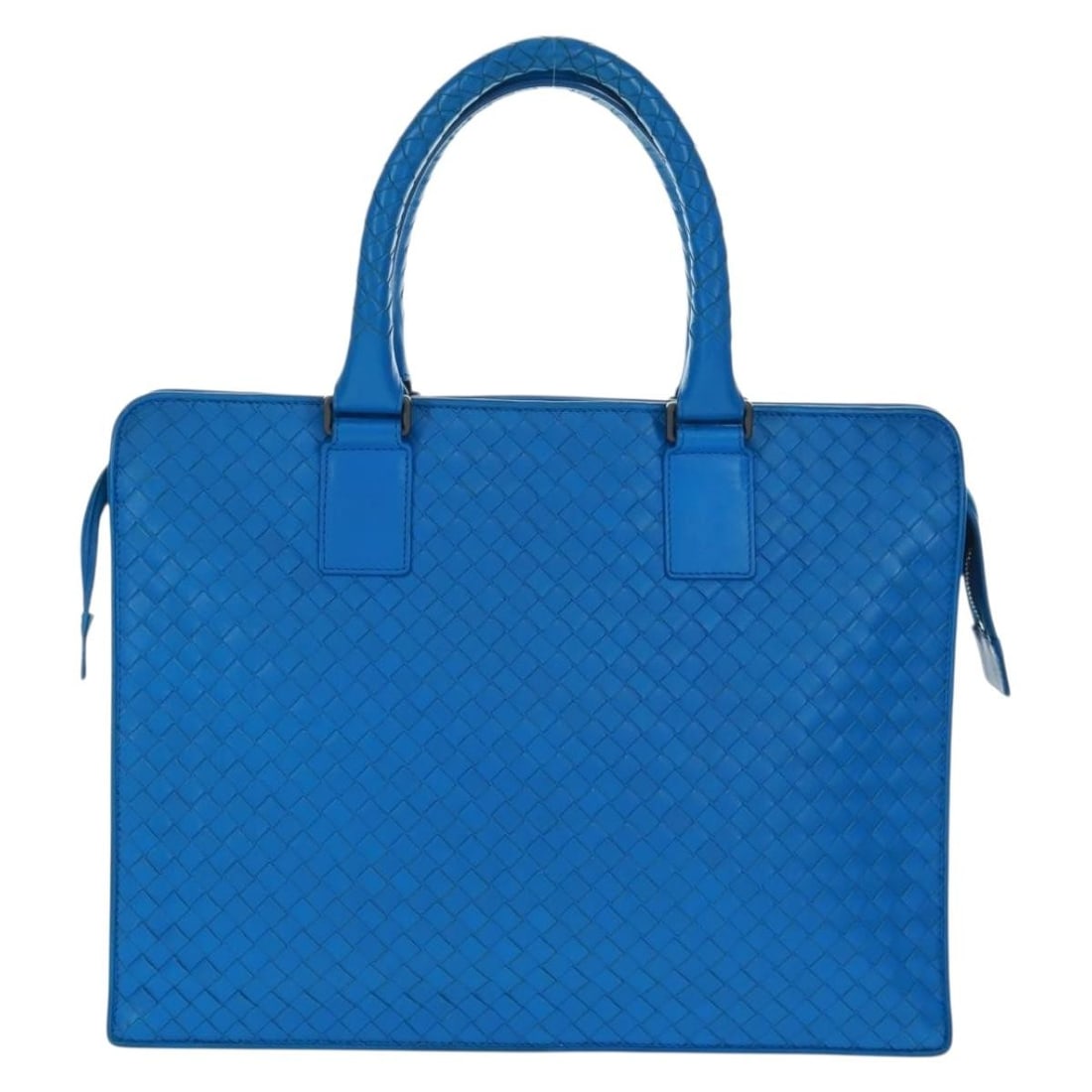 Bottega Veneta Top Zip blue Intrecciato Nappa leather briefcase: Bottega Veneta Top Zip blue Intrecciato Nappa leather briefcase This Bottega Veneta Top Zip Briefcase features the iconic Intrecciato Nappa leather in blue. Designed for women, it offers a spacious in