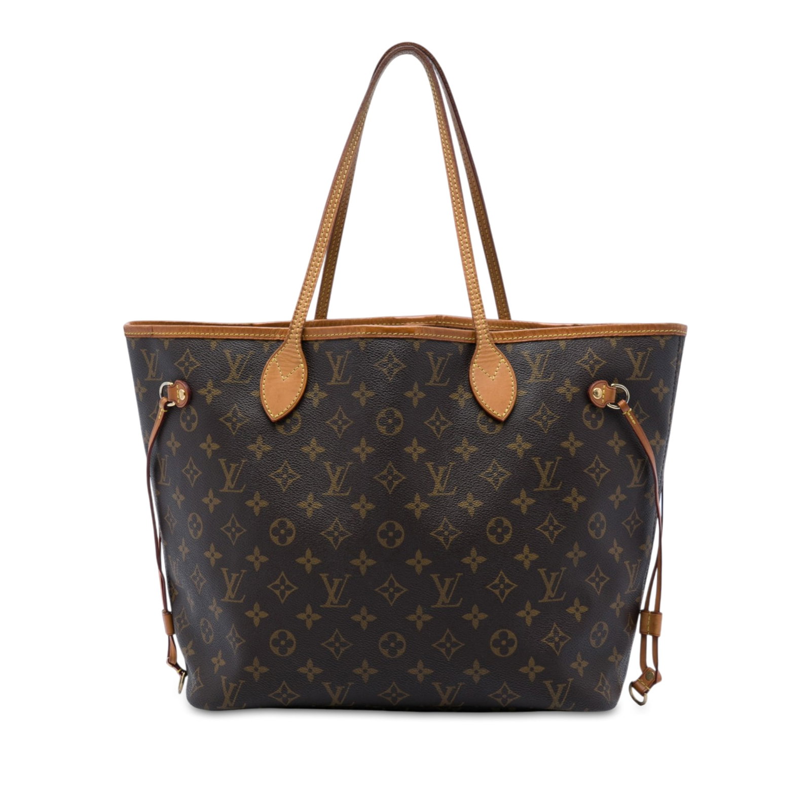 Louis Vuitton Neverfull MM Monogram Canvas Tote Bag: Louis Vuitton Neverfull MM Monogram Canvas Tote Bag Louis Vuitton Neverfull MM tote in brown monogram canvas with flat leather handles, a top lobster claw clasp closure, and an interior zip pocket. Ma