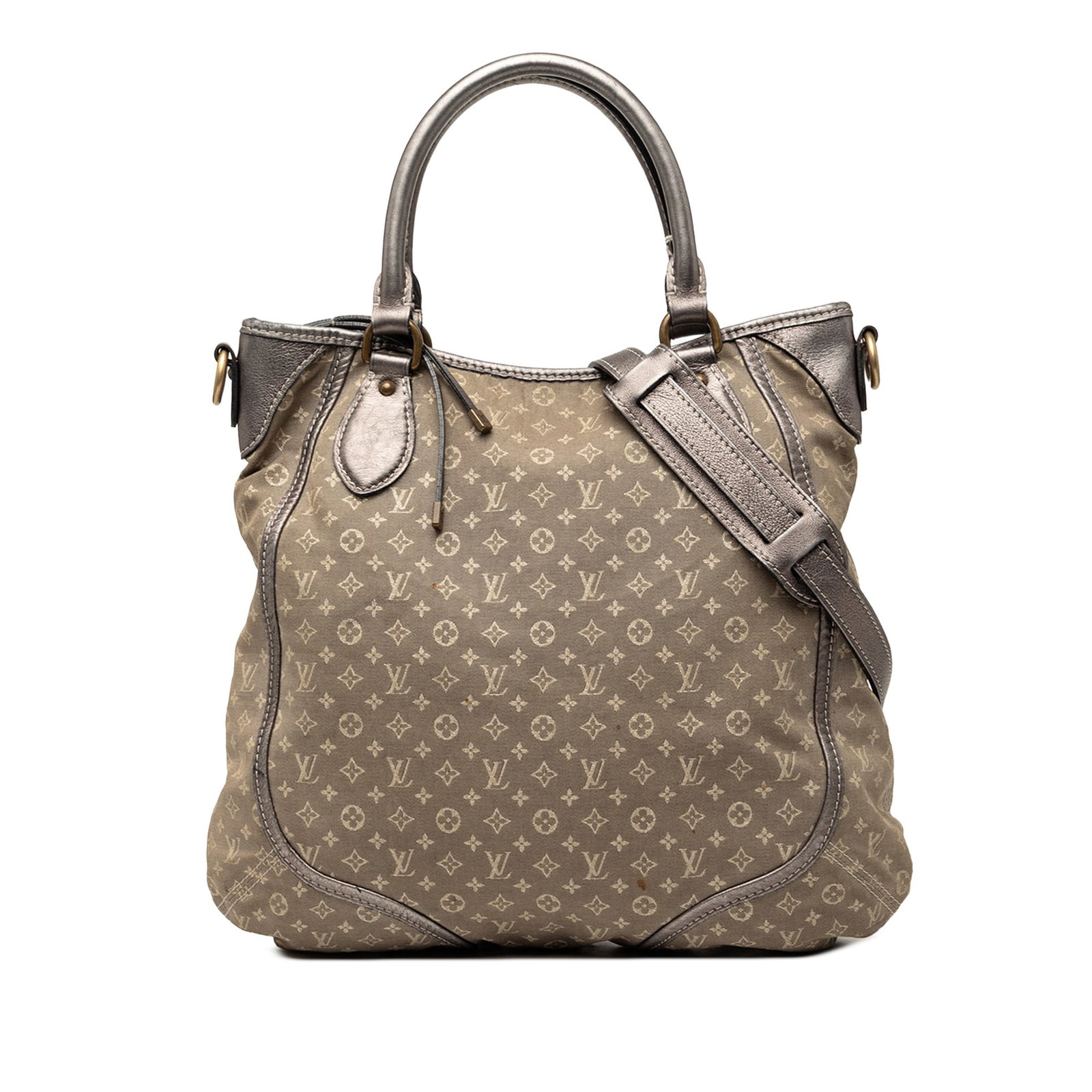 Louis Vuitton Angele Gray Mini Lin Canvas Shoulder Bag: Louis Vuitton Angele Gray Mini Lin Canvas Shoulder Bag Louis Vuitton Monogram Mini Lin Angele bag crafted with a mini lin canvas body and leather trim. It features rolled leather handles, a detachable