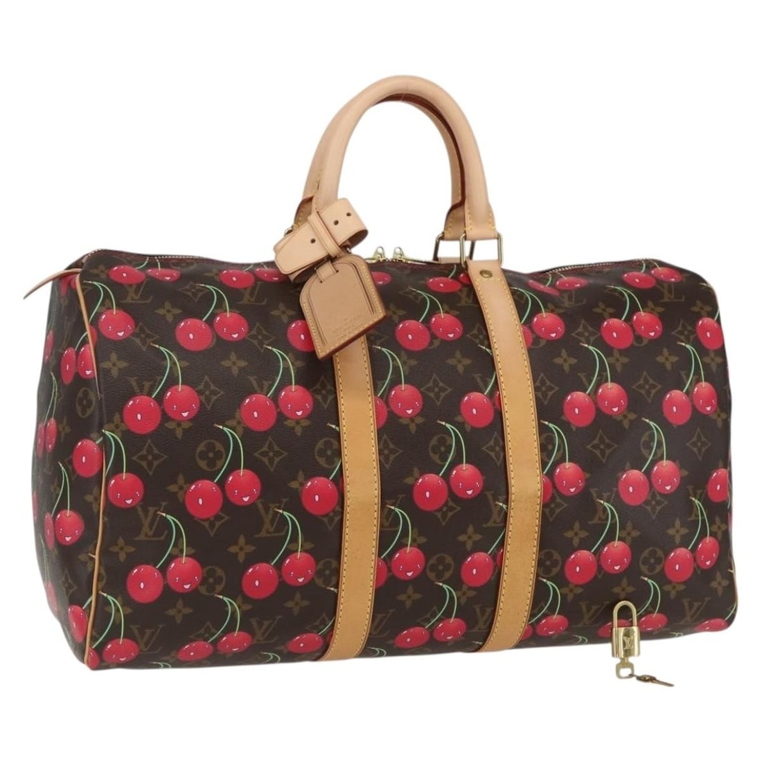 Louis Vuitton M95011 Keepall 45 Monogram Cherry Boston Bag: Louis Vuitton M95011 Keepall 45 Monogram Cherry Boston Bag Louis Vuitton Monogram Cherry Keepall 45 Boston Bag in Monogram Canvas, made in France. This Boston Bag features the Monogram exterior and co