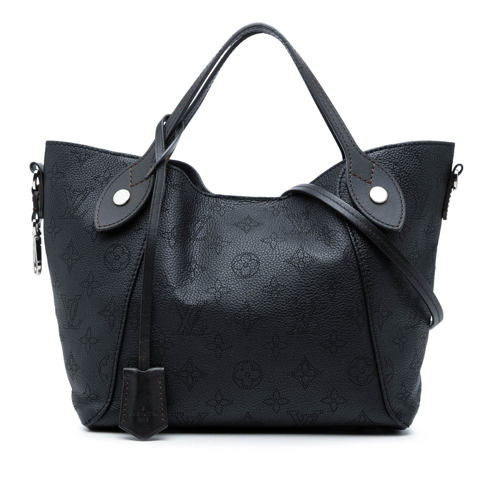Louis Vuitton Hina PM Mahina Leather Shoulder Bag Blue: Louis Vuitton Hina PM Mahina Leather Shoulder Bag Blue Louis Vuitton Monogram Mahina Hina PM bag in blue perforated leather. It features flat leather handles, an adjustable and detachable flat strap, 