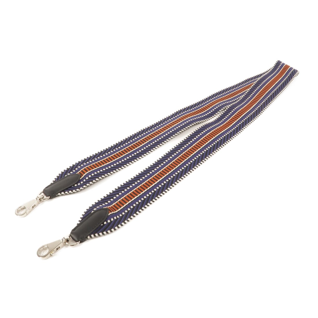 Hermes Sangle shoulder strap blue canvas Swift leather PHW: Hermes Sangle shoulder strap blue canvas Swift leather PHW Hermes Sangle shoulder strap in blue and brown canvas with Veau Swift leather and calfskin trim. Finished with palladium-tone hardware, this 