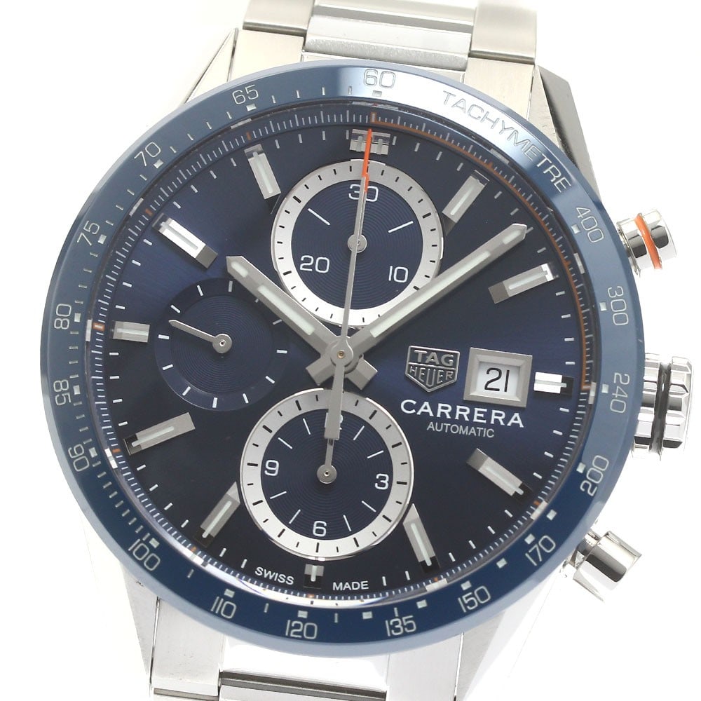 TAG Heuer Carrera Caliber 16 mens chronograph watch CBM2112-0: TAG Heuer Carrera Caliber 16 mens chronograph watch CBM2112-0 TAG Heuer Carrera Caliber 16 men's wristwatch with automatic movement and a navy dial. This chronograph model features a date display and 