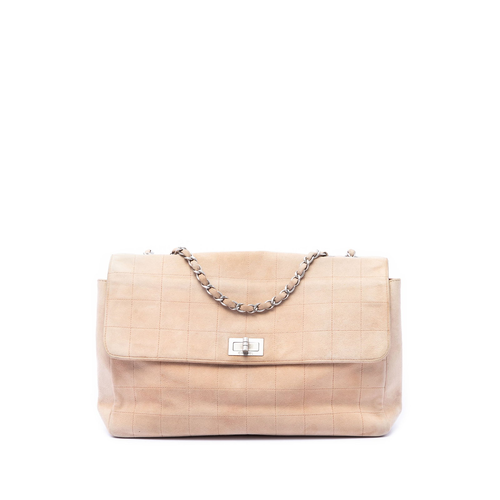 Chanel Choco Bar Mademoiselle Turnlock Suede Shoulder Bag: Chanel Choco Bar Mademoiselle Turnlock Suede Shoulder Bag Chanel Choco Bar Suede Mademoiselle Turnlock Flap shoulder bag in brown suede with a suede leather woven chain leather strap and front flap tw