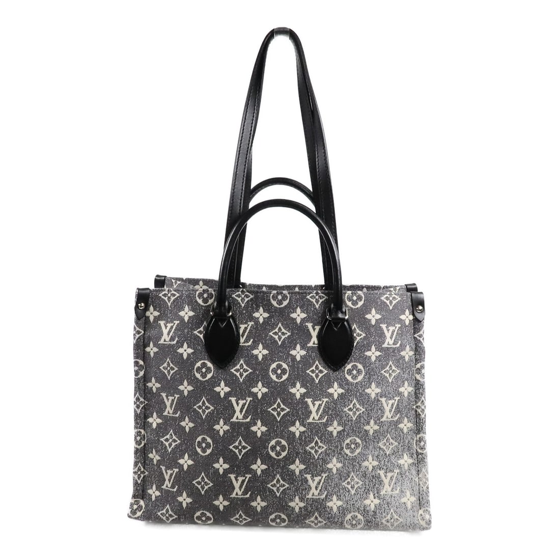 Louis Vuitton OnTheGo MM M46448 gray denim 2way shoulder bag: Louis Vuitton OnTheGo MM M46448 gray denim 2way shoulder bag Louis Vuitton On The Go MM 2-way shoulder bag in gray Jaguar denim with silver-tone hardware. This women's bag features dual carry options,