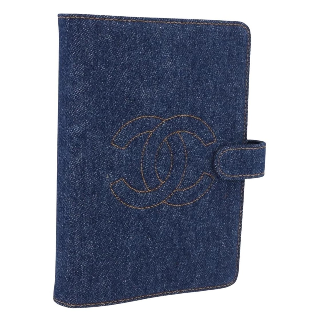 CHANEL Coco Mark canvas day planner cover blue gold: CHANEL Coco Mark canvas day planner cover blue gold Chanel Coco Mark day planner cover in blue canvas with gold-tone CC detailing. Made in France, this women's planner cover includes the dust bag, ite