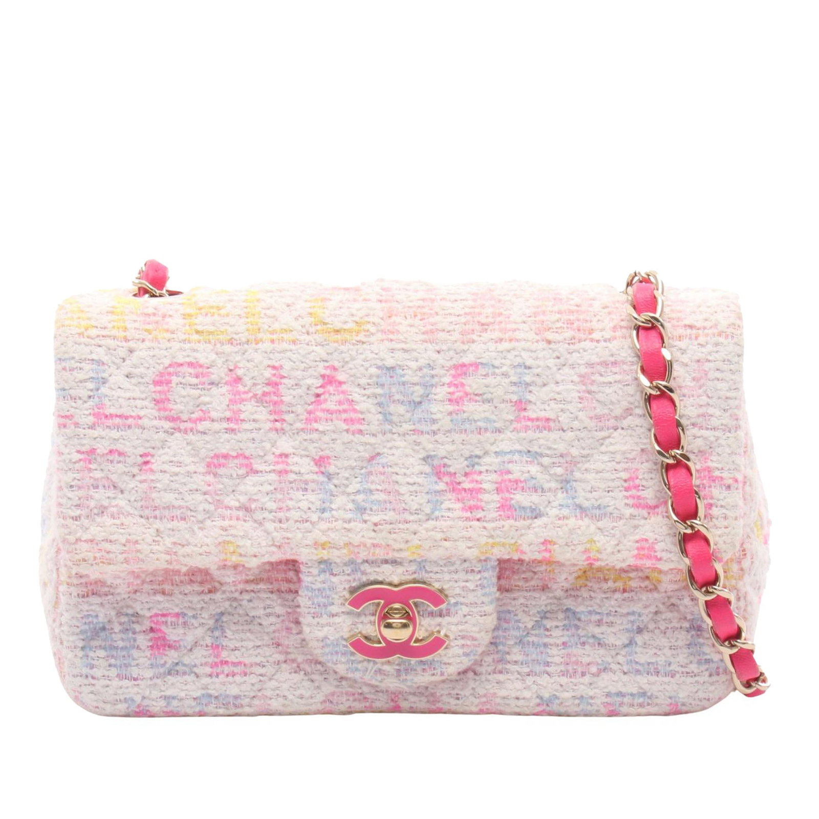 Chanel Mini Rectangular Single Flap Tweed Fabric Bag White (1 of 13)