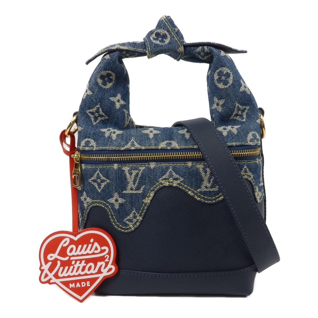 Louis Vuitton M45970 Japanese Cruiser 2Way Shoulder Bag Blue Monogram Taurillon: Louis Vuitton M45970 Japanese Cruiser 2Way Shoulder Bag Blue Monogram Taurillon Louis Vuitton Japanese Cruiser 2-way shoulder bag in blue Monogram denim and Taurillon leather. This women's bag feature