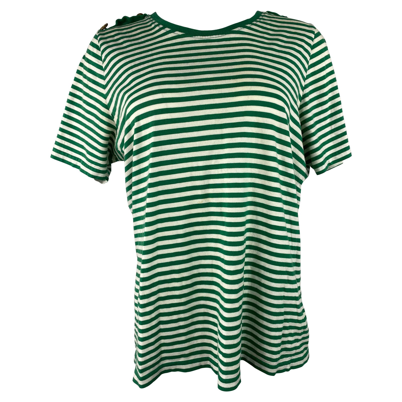 Royal Mer Bretagne Cotton Striped T Shirt Green White Size 46 (1 of 8)