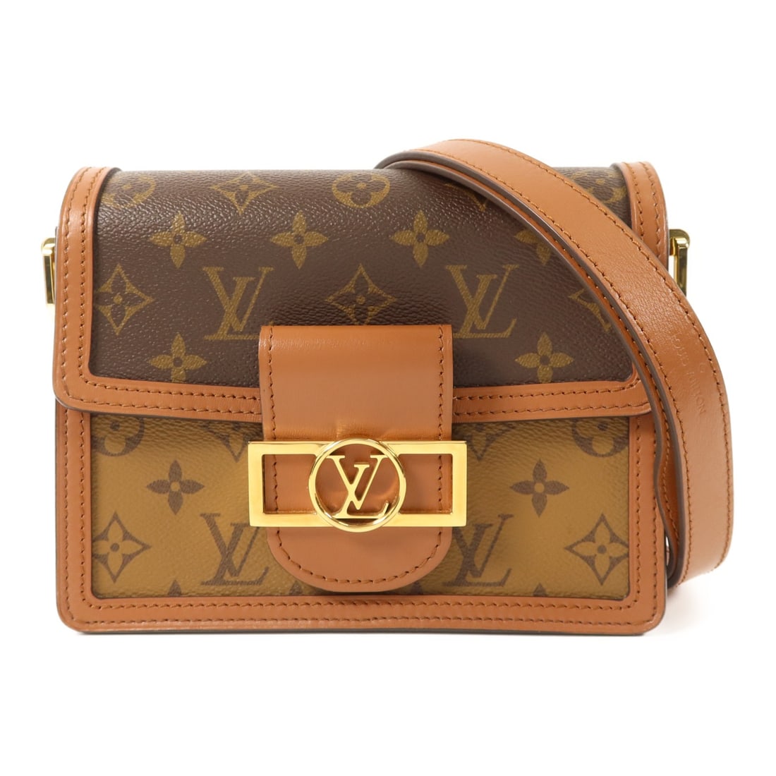 Louis Vuitton Mini Dauphine M45959 Shoulder Bag Monogram Reverse Brown: Louis Vuitton Mini Dauphine M45959 Shoulder Bag Monogram Reverse Brown Louis Vuitton Mini Dauphine shoulder bag, model M45959, in BrownxBrown/Marron with Monogram Reverse and PVC coated canvas.
