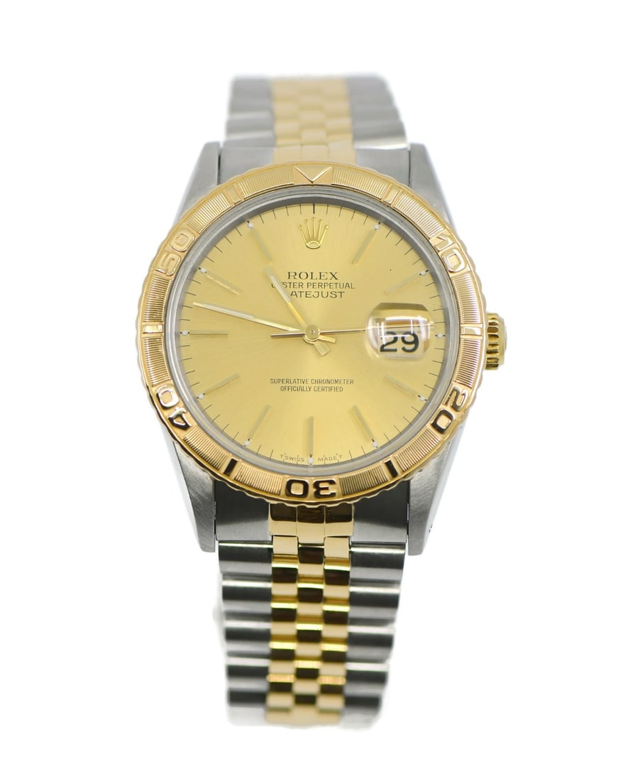 Rolex Datejust 16263 Turn-O-Graph wristwatch in 18K and stainless steel: Rolex Datejust 16263 Turn-O-Graph wristwatch in 18K and stainless steel Rolex Datejust Turn-O-Graph reference 16263 wristwatch with an automatic mechanical movement and analog display. This pre-owned 