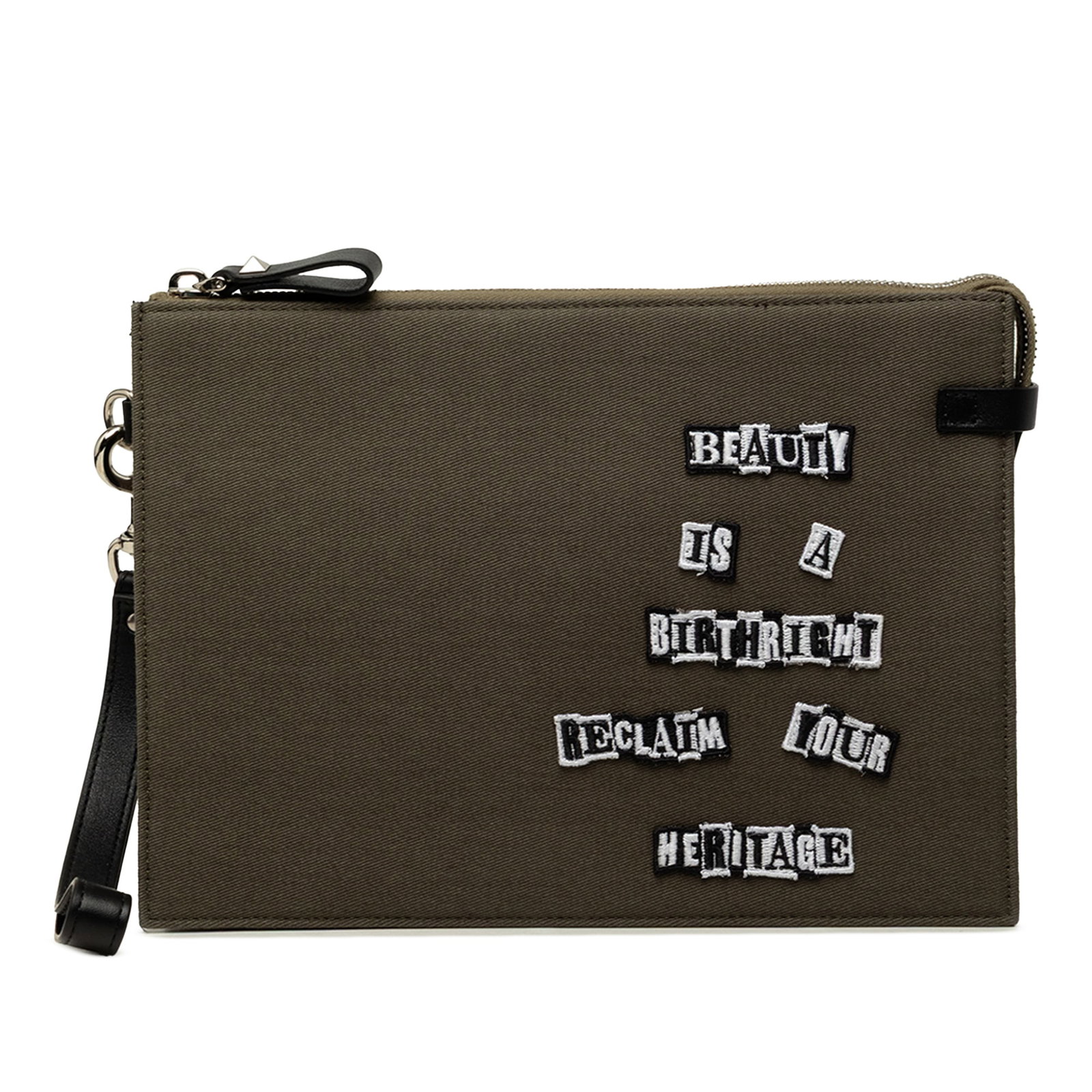 Valentino Rockstud Jamie Reid embroidered canvas wristlet clutch (1 of 6)