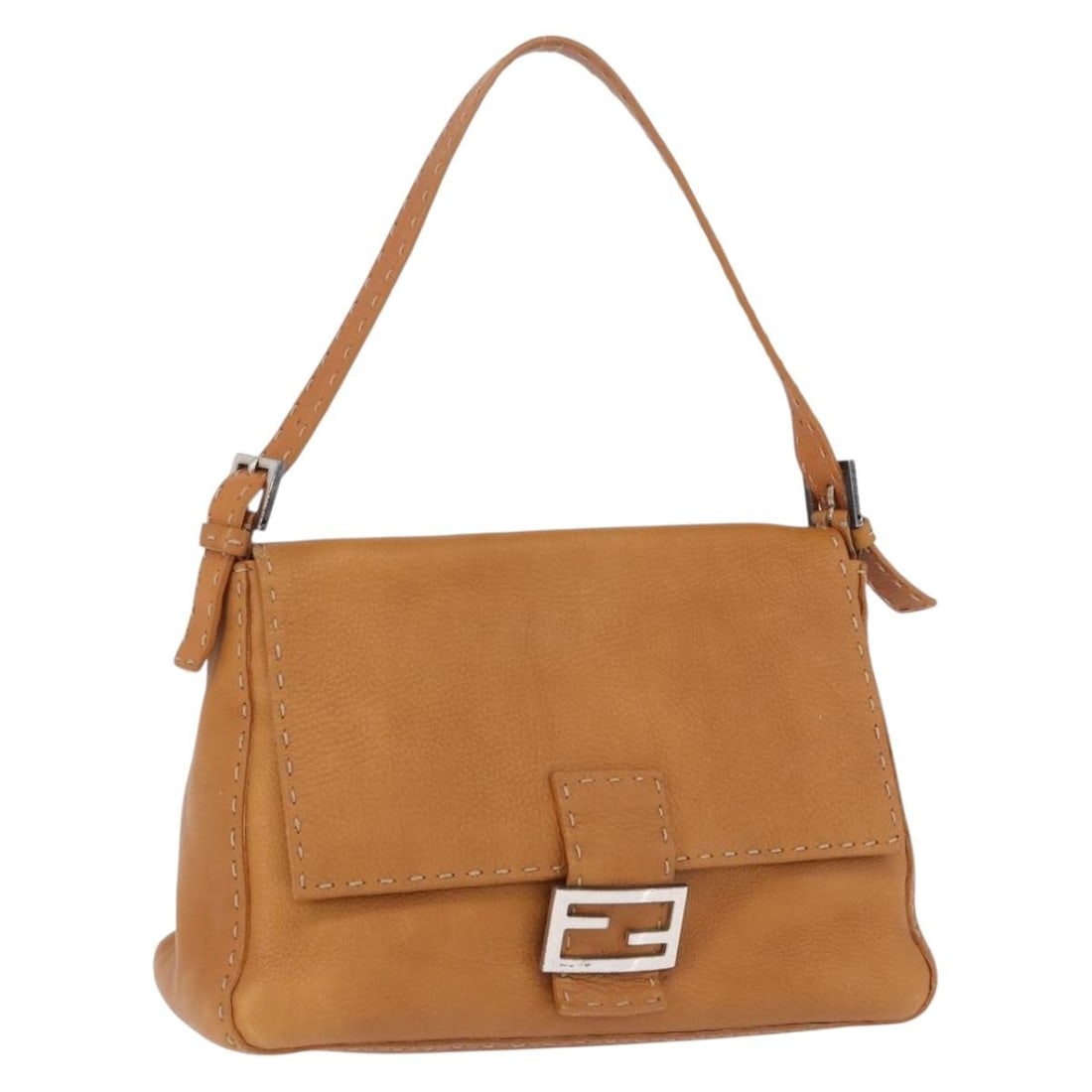 Fendi Selleria Mamma Baguette leather shoulder bag brown silver tone: Fendi Selleria Mamma Baguette leather shoulder bag brown silver tone FENDI Selleria Mamma Baguette shoulder bag in brown leather with silver-tone accents. Made in Italy, this women's shoulder bag incl