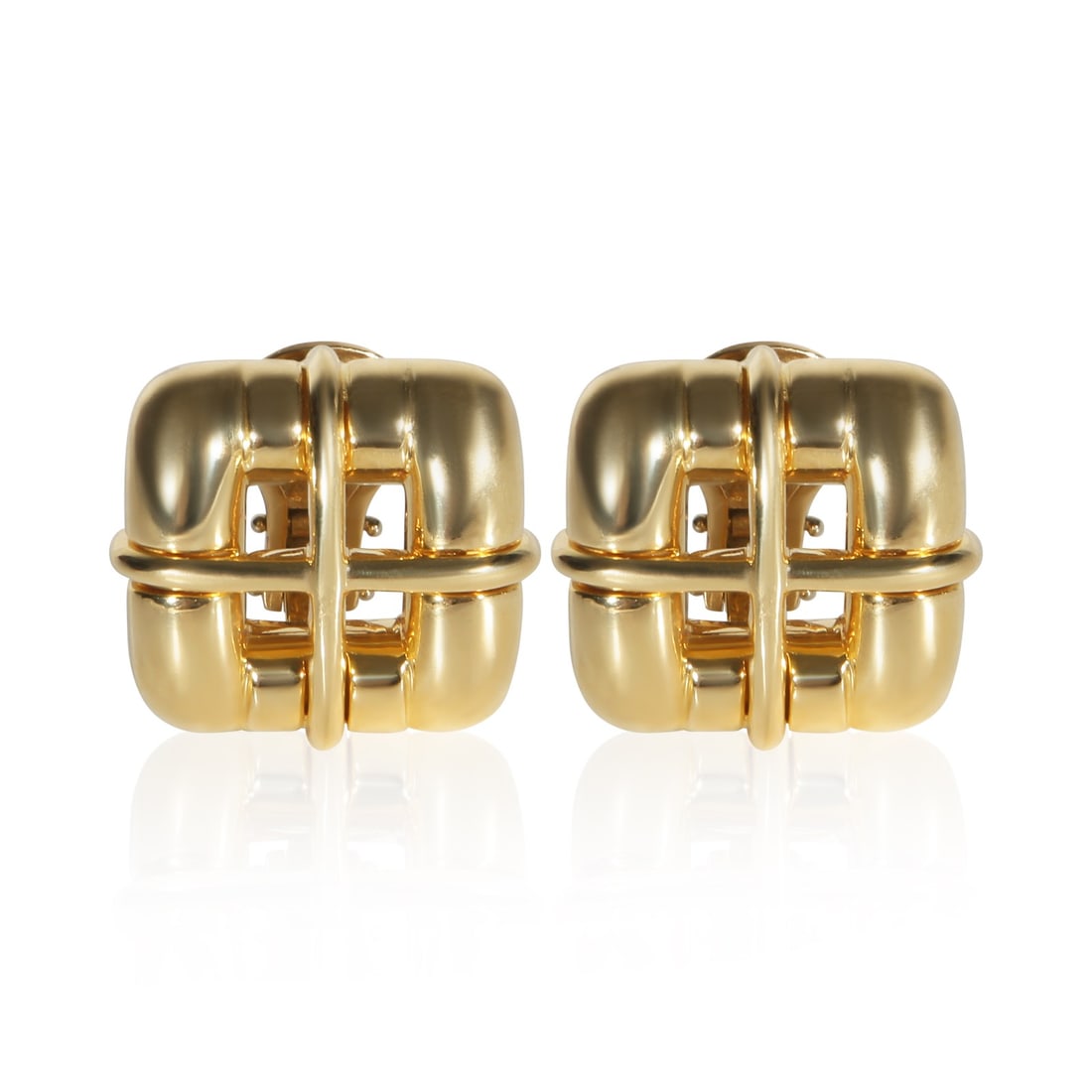 Tiffany & Co. Square Window Biscayne 18k Yellow Gold Earrings: Tiffany & Co. Square Window Biscayne 18k Yellow Gold Earrings Pre-owned Tiffany & Co. Square Window Biscayne earrings crafted in 18k yellow gold. This women's pair features the distinctive Square Wind