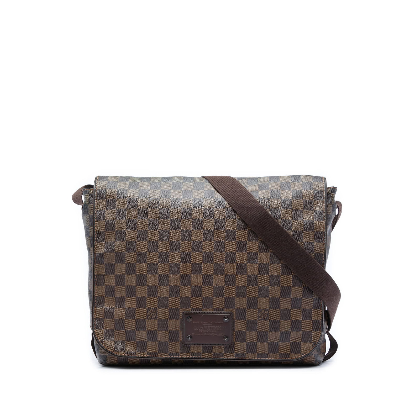 Louis Vuitton Brooklyn MM Damier Ebene Messenger Bag: Louis Vuitton Brooklyn MM Damier Ebene Messenger Bag Louis Vuitton Brooklyn MM shoulder bag in Damier Ebene canvas with an adjustable flat strap and front flap with magnetic closure. The bag includes 