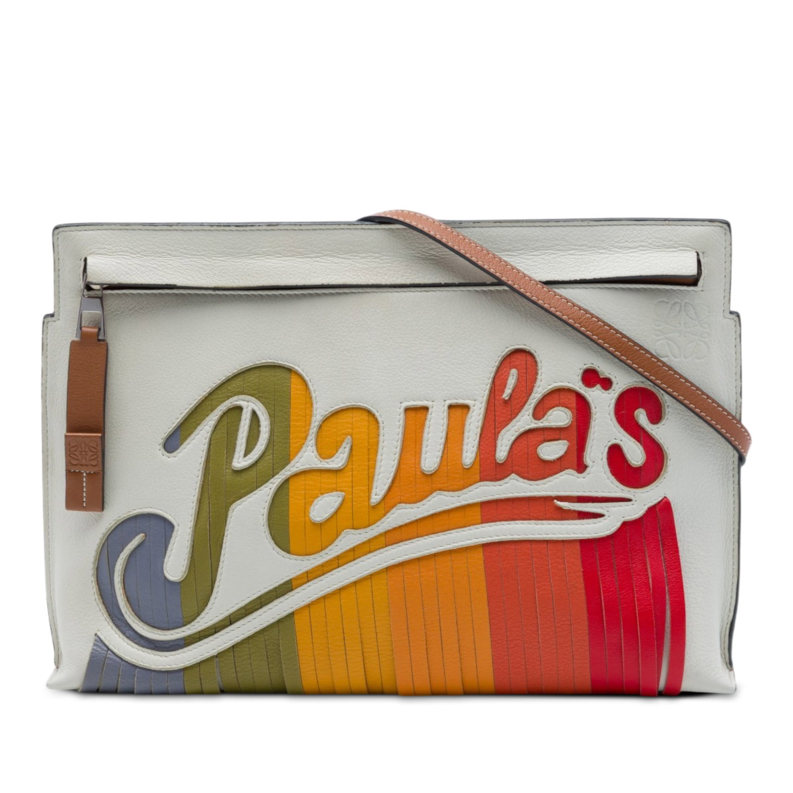 LOEWE Paulas Ibiza T Pouch Fringe Leather Crossbody Bag (1 of 6)