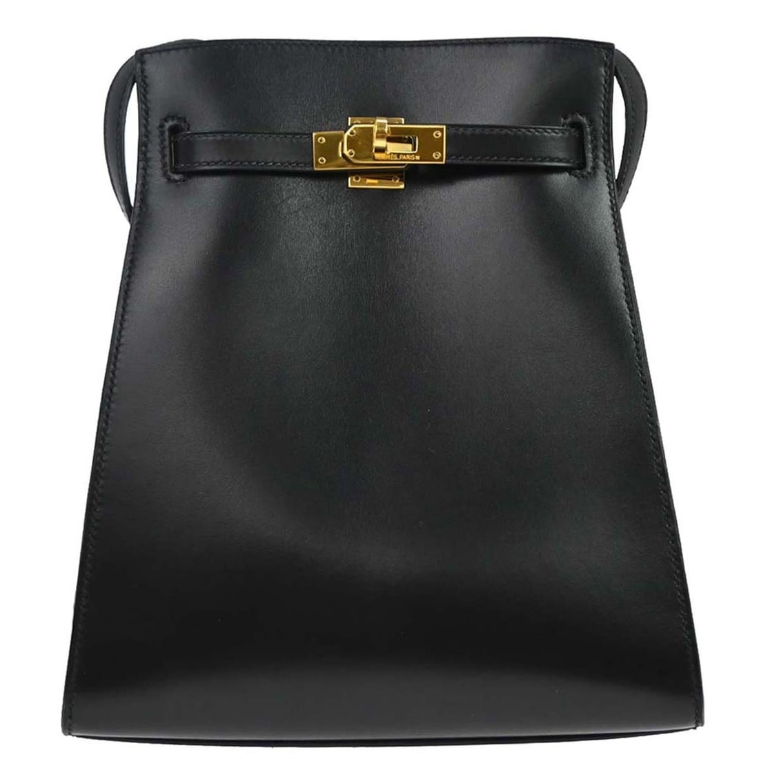 Hermes Kelly Sport PM Black Box Calf Shoulder Bag: Hermes Kelly Sport PM Black Box Calf Shoulder Bag Hermes Kelly Sport PM shoulder bag in black box calf leather with a turn-lock closure and adjustable shoulder strap. This medium-size bag features a b