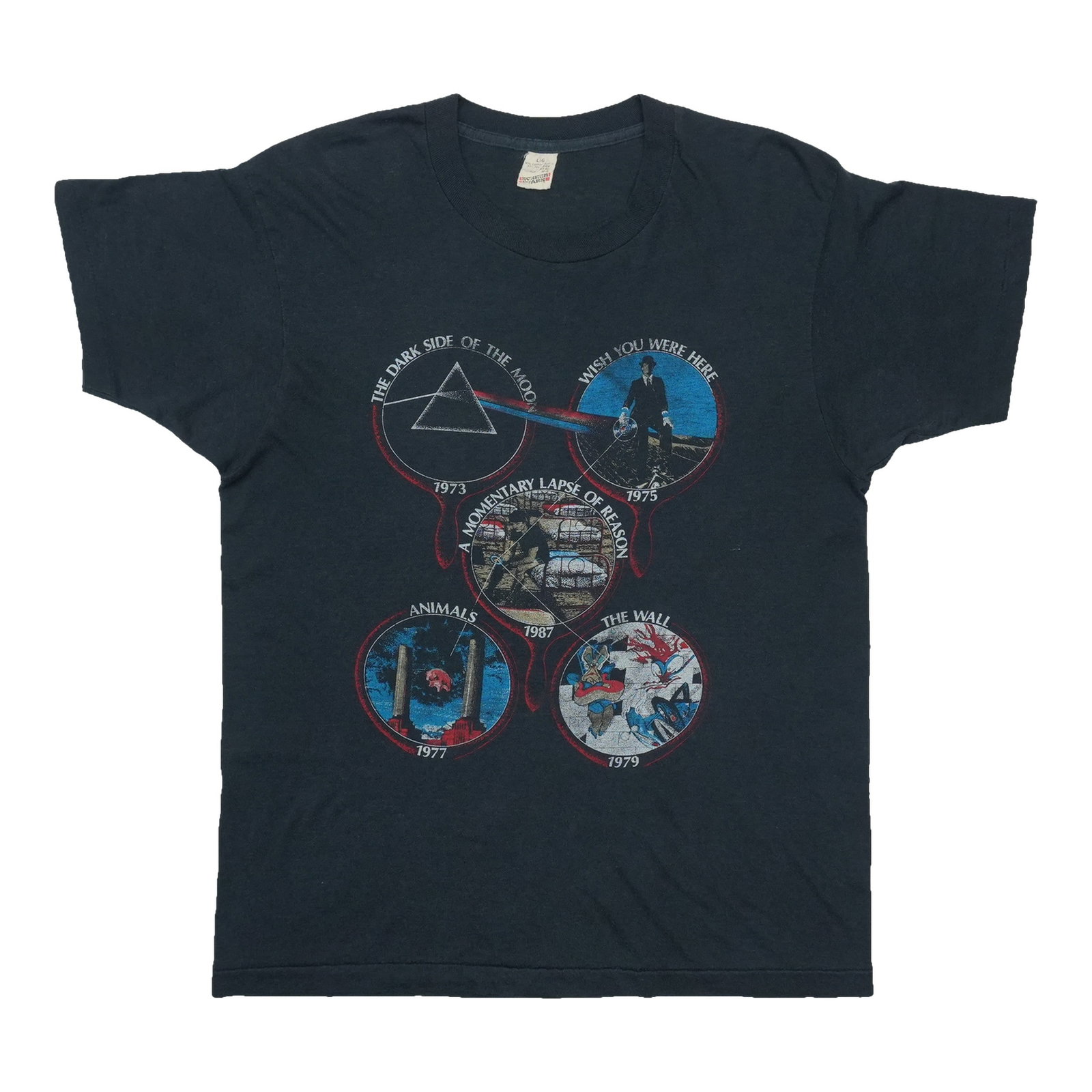 Vintage 1987 Pink Floyd Learning To Fly Black Cotton T Shirt: Vintage 1987 Pink Floyd Learning To Fly Black Cotton T Shirt Original vintage 1987 Pink Floyd Learning To Fly shirt in black cotton. This is a true vintage piece, not a modern reproduction. Sizes vary