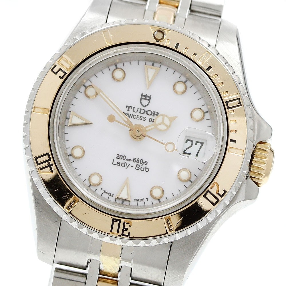 TUDOR Princess Date Lady Sub 96093 Automatic Ladies Wristwatch: TUDOR Princess Date Lady Sub 96093 Automatic Ladies Wristwatch TUDOR Princess Date Lady Sub automatic wristwatch for women. This watch features a white dial with date function and an automatic movemen