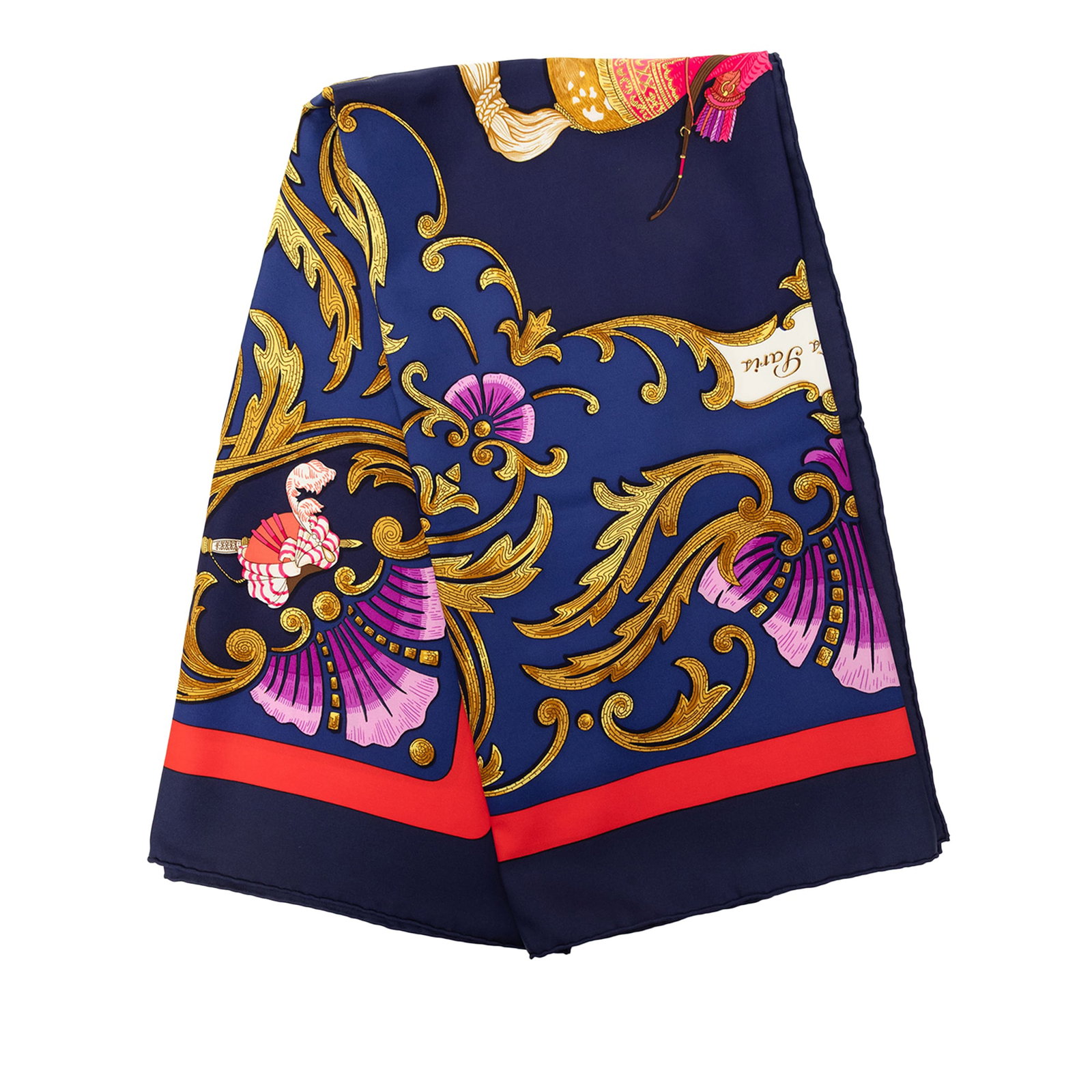 Hermes Cheval Turc 90 Silk Scarf Blue: Hermes Cheval Turc 90 Silk Scarf Blue Hermes Cheval Turc Silk Scarf 90 in blue, featuring the Cheval Turc print on silk. Made in France, this accessory shows staining on the exterior front and is grad