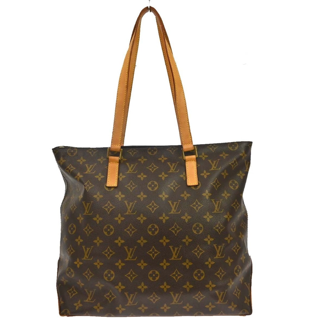 Louis Vuitton Cabas Mezzo Monogram Canvas Tote Bag M51151: Louis Vuitton Cabas Mezzo Monogram Canvas Tote Bag M51151 Vintage Louis Vuitton Cabas Mezzo tote bag in brown Monogram canvas and leather with double handles and a zip closure. The bag features a brow