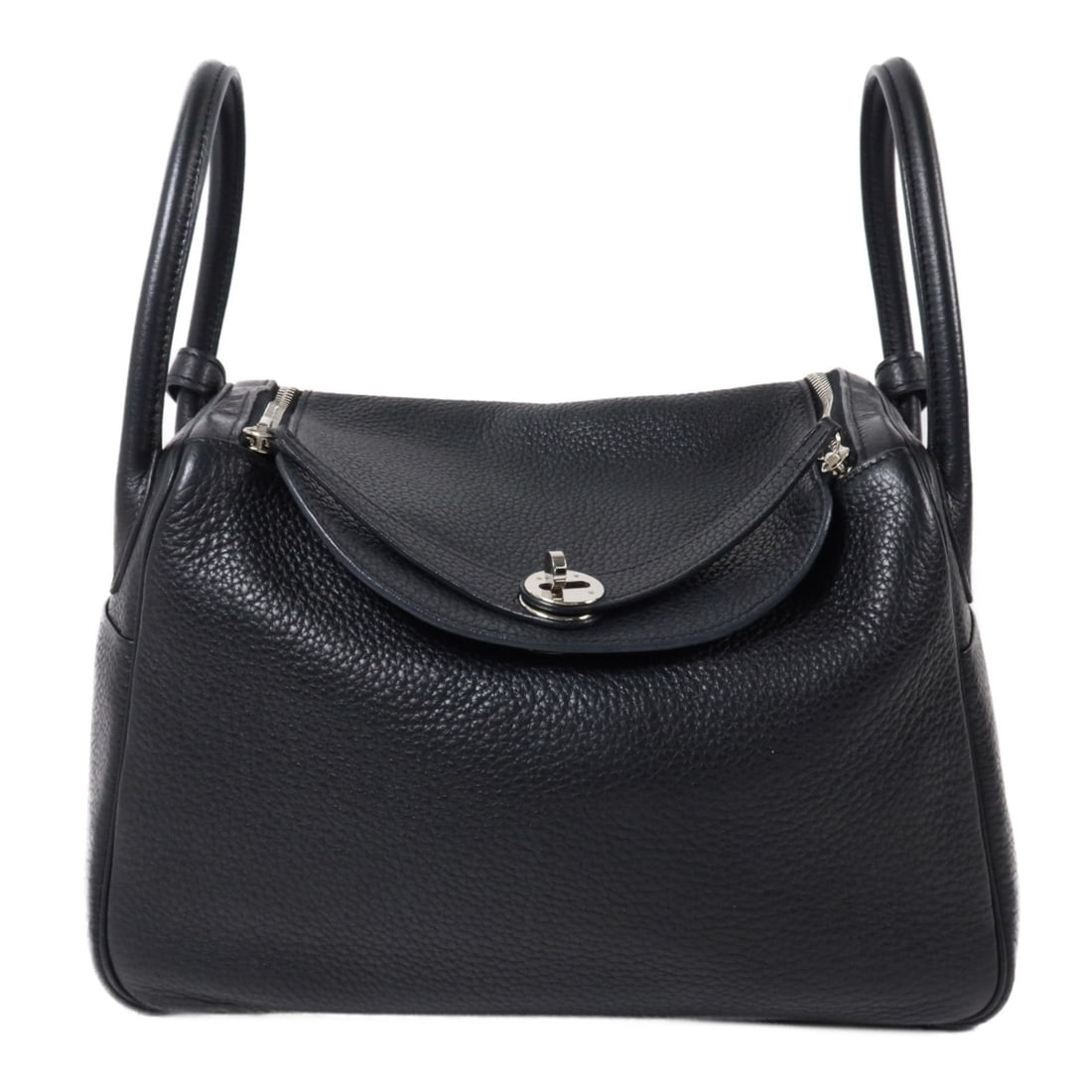Hermes Lindy 30 Shoulder Bag Noir Taurillon Clemence PHW: Hermes Lindy 30 Shoulder Bag Noir Taurillon Clemence PHW Hermes Lindy 30 shoulder bag in Noir Taurillon Clemence leather with palladium-tone hardware. Made in France, this women's bag features a soft 