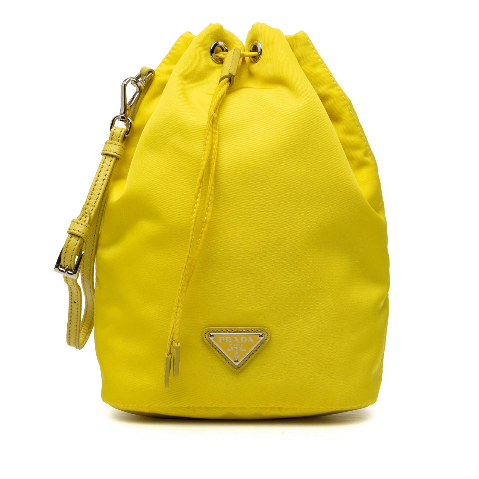 Prada Tessuto Nylon Drawstring Pouch Yellow Made in Italy (1 of 6)
