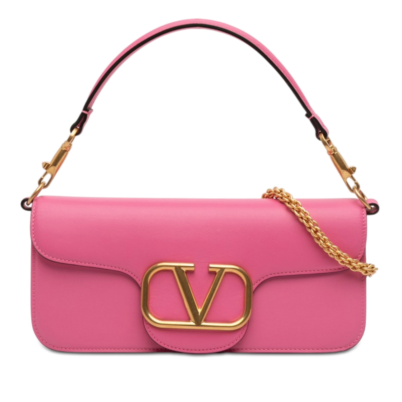 Valentino VLogo Loco Medium Calfskin Satchel Pink Leather (1 of 7)