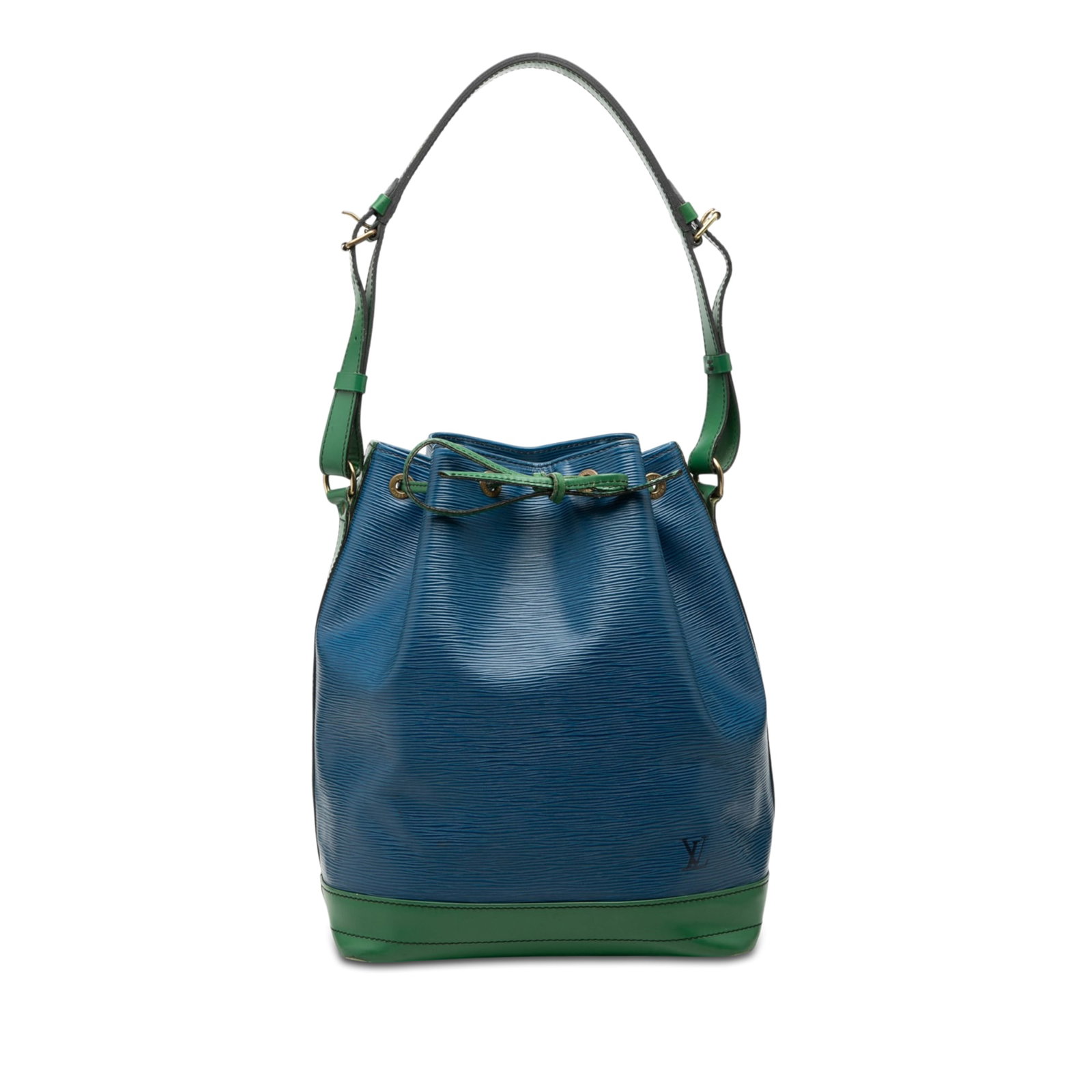 Louis Vuitton Epi Bicolor Noe GM Blue Leather Bag: Louis Vuitton Epi Bicolor Noe GM Blue Leather Bag This Louis Vuitton Epi Bicolor Noe GM bag features a distinctive blue epi leather body, an adjustable flat strap, and an open top secured with a draws