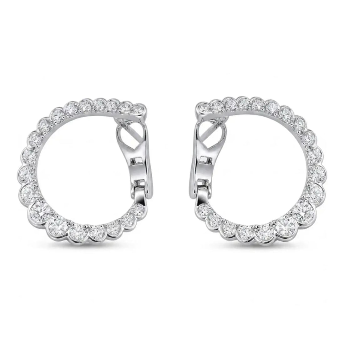 Hearts On Fire Aerial Regal 18K White Gold Diamond Hoop Earrings 1.03 ctw (1 of 4)