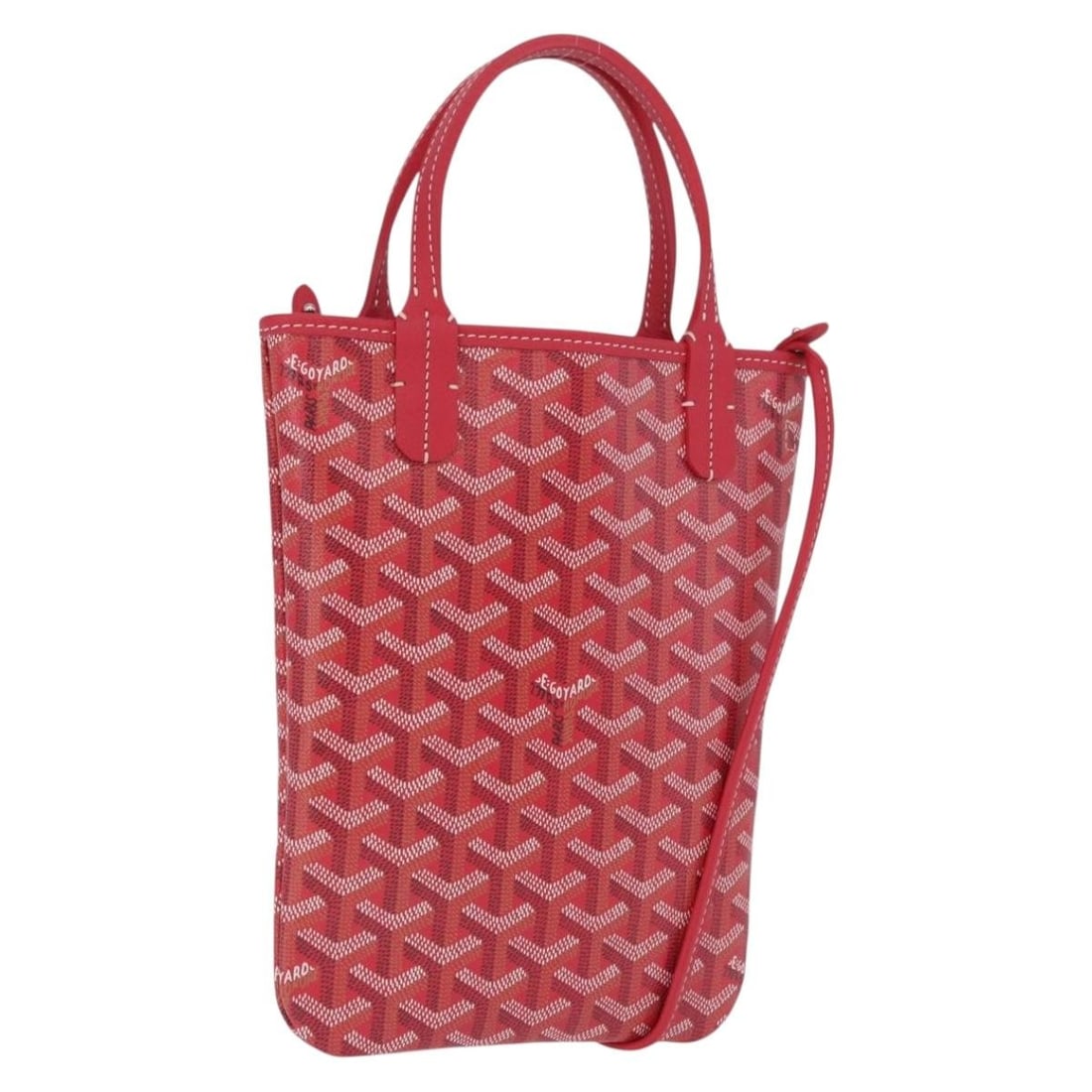 GOYARD Poitiers 2way Hand Bag Red PVC Leather with Strap: GOYARD Poitiers 2way Hand Bag Red PVC Leather with Strap A GOYARD Poitiers 2-way handbag in red herringbone PVC leather. This women's bag includes two dust bags and a shoulder strap. It is in pristine