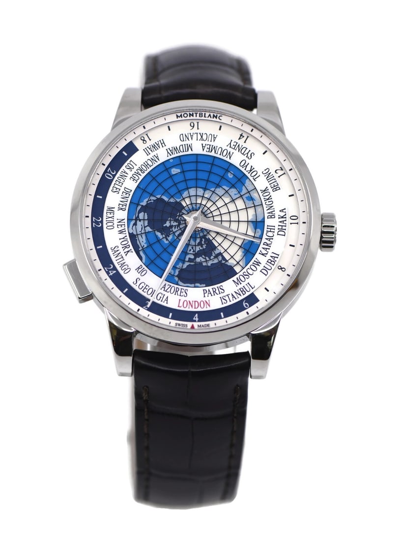Montblanc Heritage Spirit Stainless Steel Watch 41mm Model 112308 with Box and Papers: Montblanc Heritage Spirit Stainless Steel Watch 41mm Model 112308 with Box and Papers Experience the elegance of the Montblanc Heritage Spirit Stainless Steel Watch. This sophisticated wristwatch feat