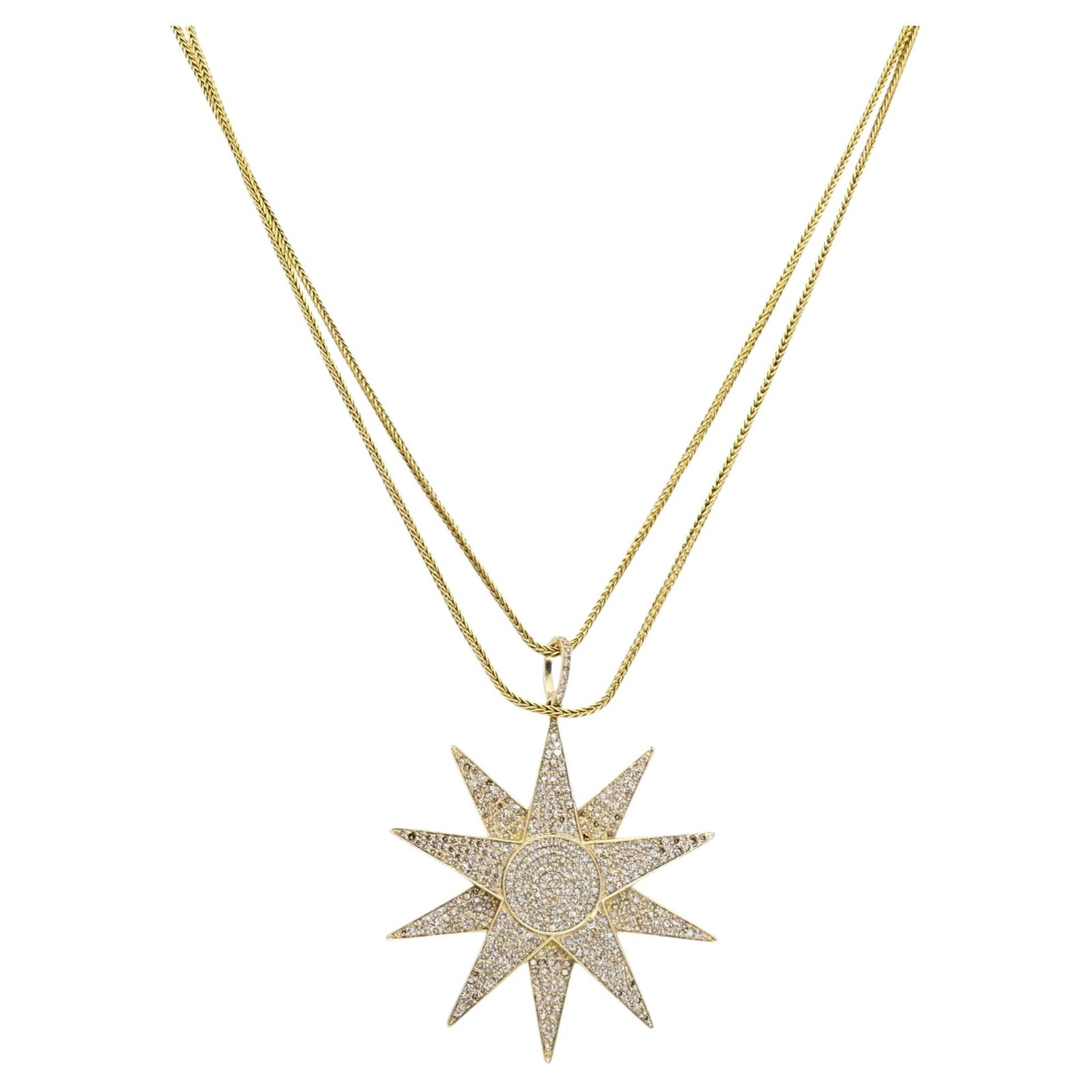 Set of 2 14k Gold Diamond Starburst Pendant and Franco Chain (1 of 8)