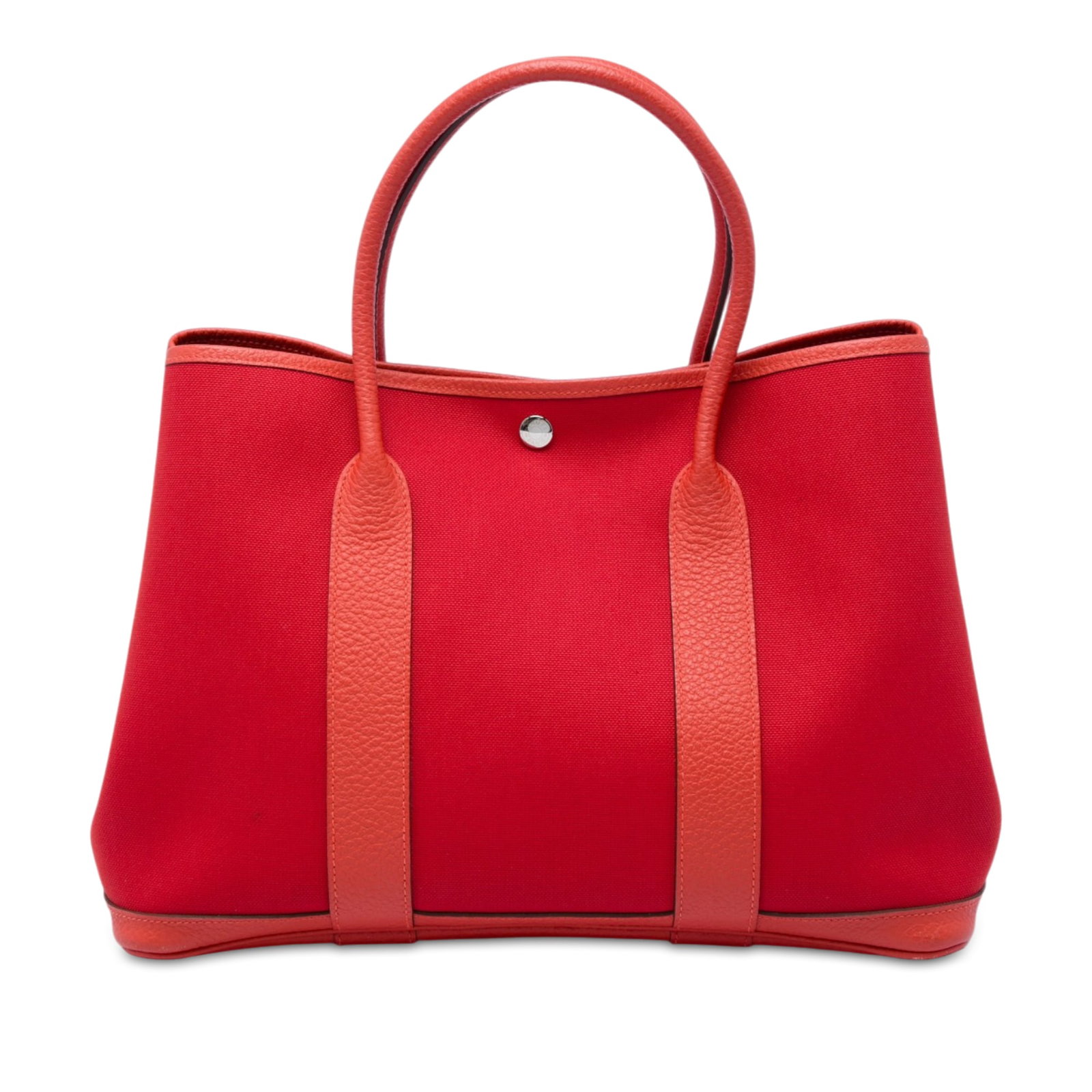Hermes Garden Party 36 Toile Negonda Tote Bag Red: Hermes Garden Party 36 Toile Negonda Tote Bag Red This Hermes Garden Party 36 tote is crafted with a canvas body and leather trim, featuring rolled leather handles and an open top with snap button clo