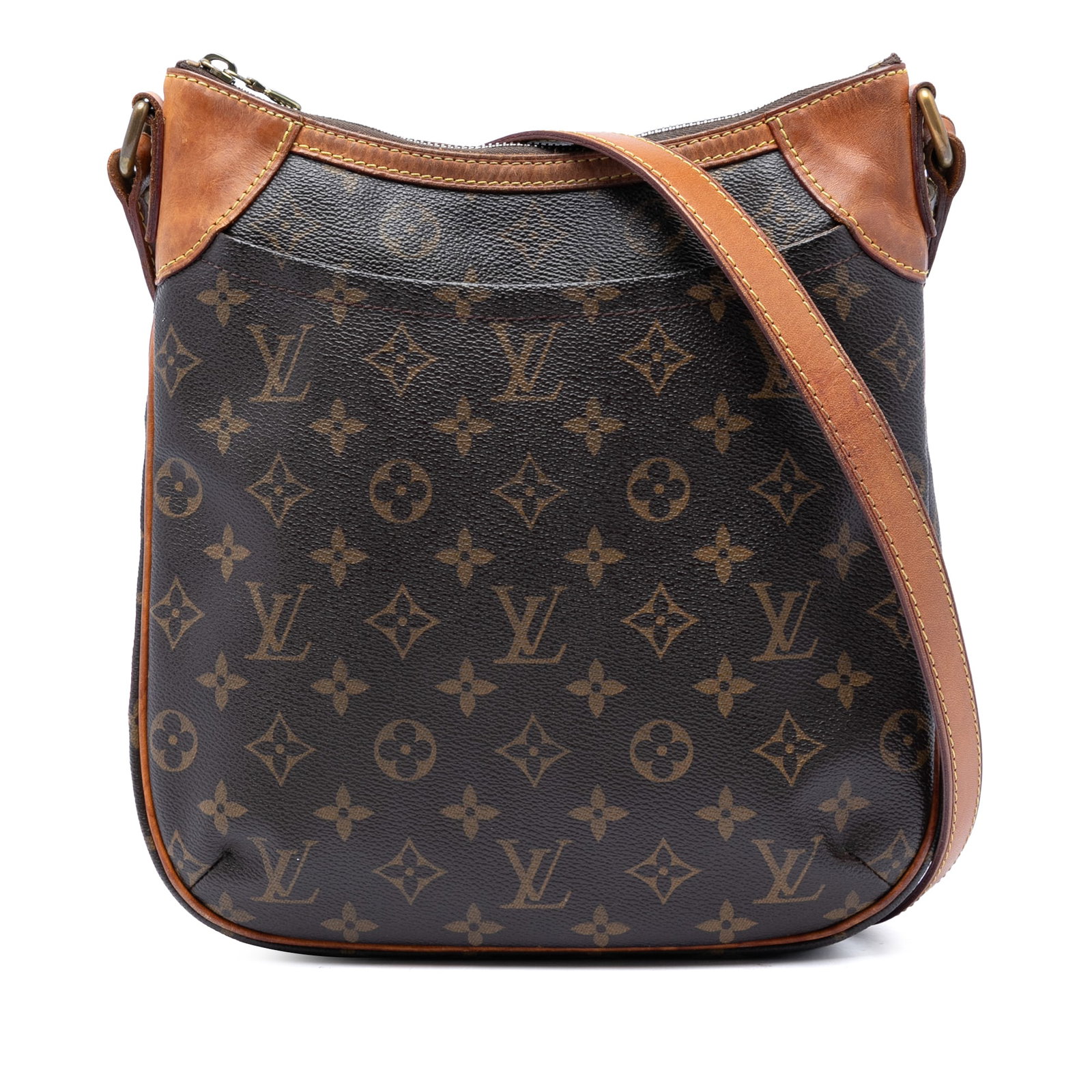 Louis Vuitton Odeon PM Monogram Crossbody Bag Brown: Louis Vuitton Odeon PM Monogram Crossbody Bag Brown Louis Vuitton Odeon PM in Monogram canvas with vachetta leather trim. This shoulder bag features an exterior front slip pocket, an adjustable flat s