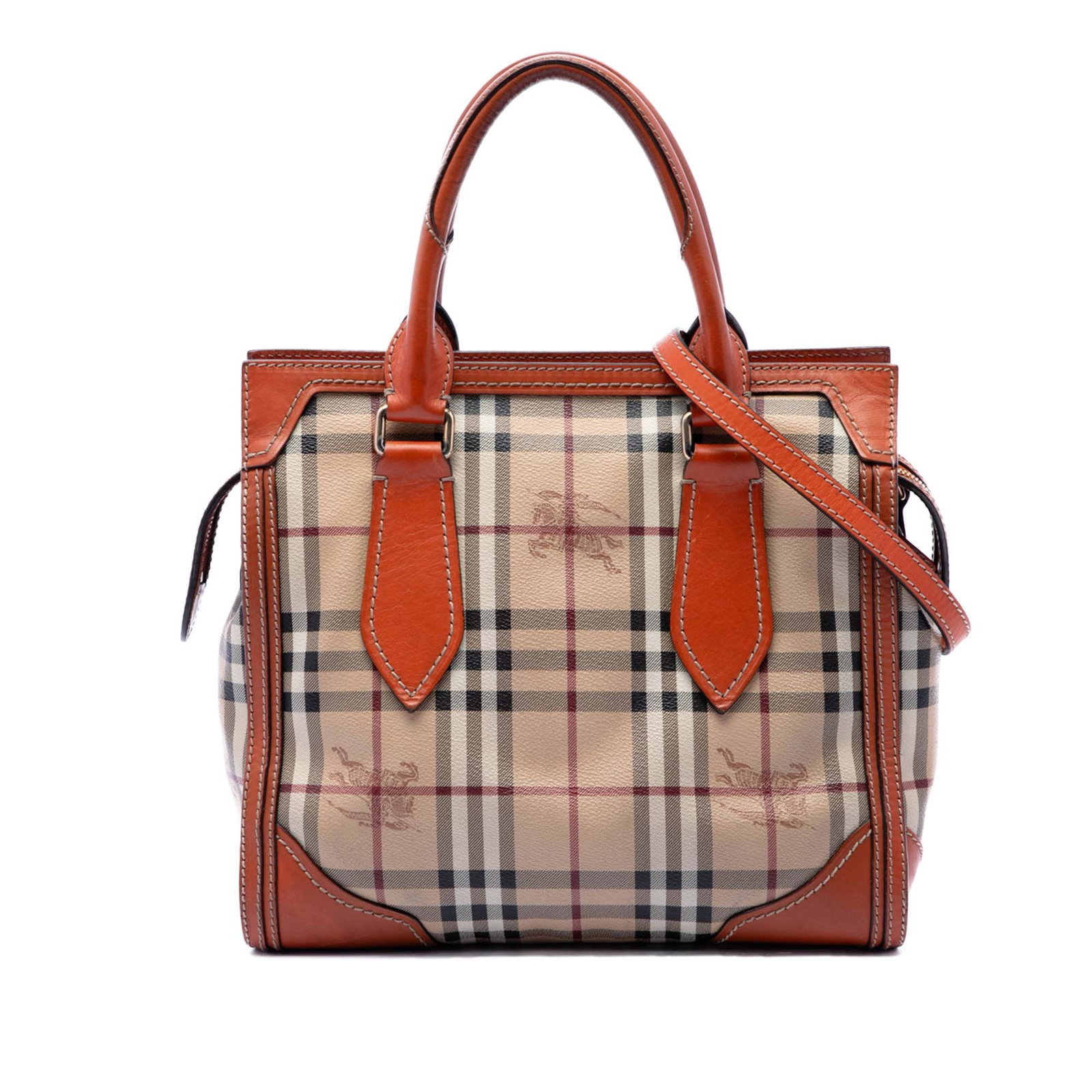 Burberry Honeywood Small Tote in Haymarket Check Coated Canvas: Burberry Honeywood Small Tote in Haymarket Check Coated Canvas This Burberry Small Honeywood tote is crafted in Haymarket check coated canvas with leather trim and rolled leather handles. The bag also