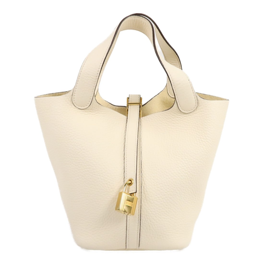 Hermes Picotin PM Clemence Leather Tote Bag Nata GHW: Hermes Picotin PM Clemence Leather Tote Bag Nata GHW Hermes Picotin PM tote bag in Nata Taurillon Clemence and calfskin with white-toned hardware. Made in France, this women's tote includes a key and 