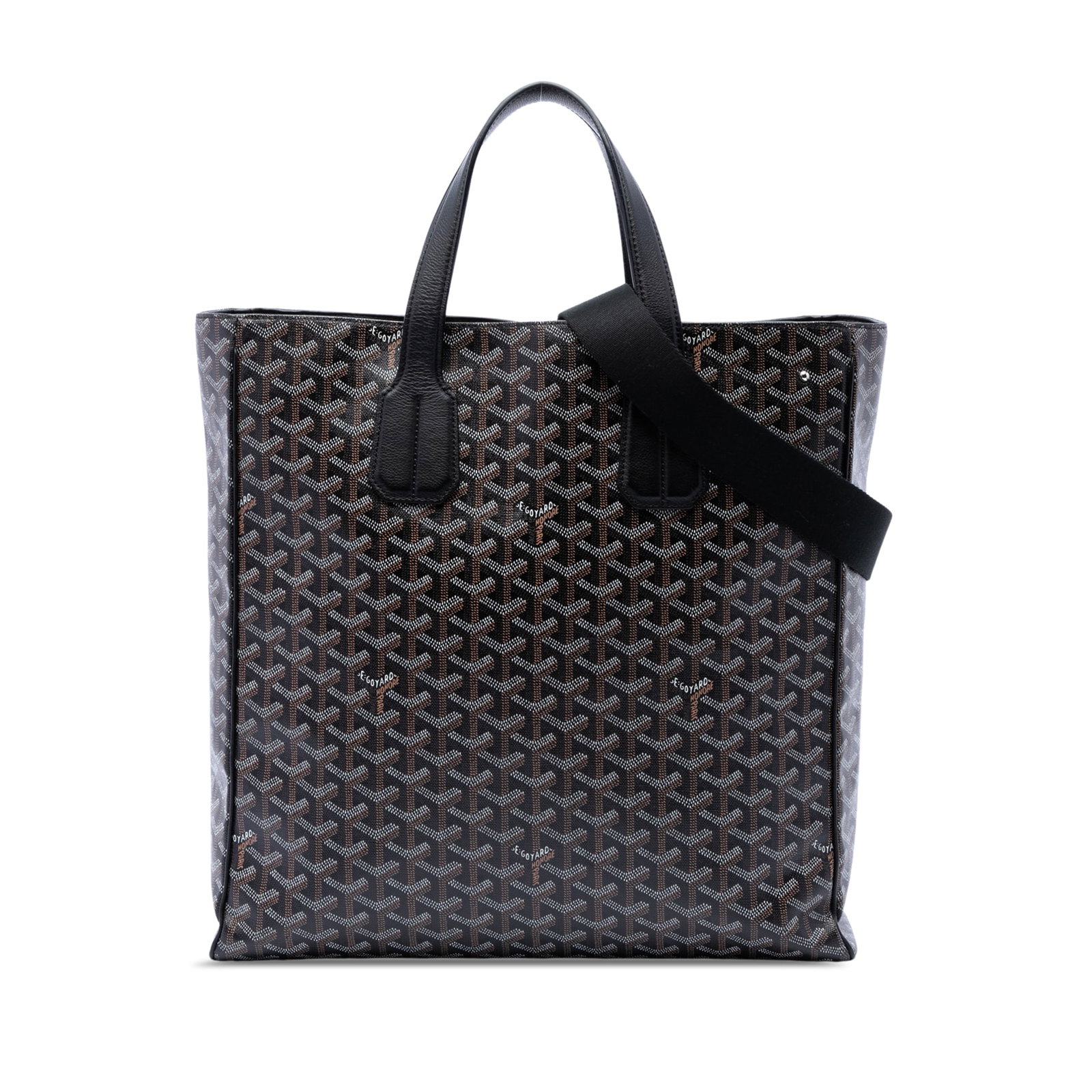 Goyard Goyardine Voltaire III Black Coated Canvas Tote Bag: Goyard Goyardine Voltaire III Black Coated Canvas Tote Bag The Goyardine Voltaire III is a black bag from France featuring a coated canvas body with leather trim, flat leather handles, a detachable fl