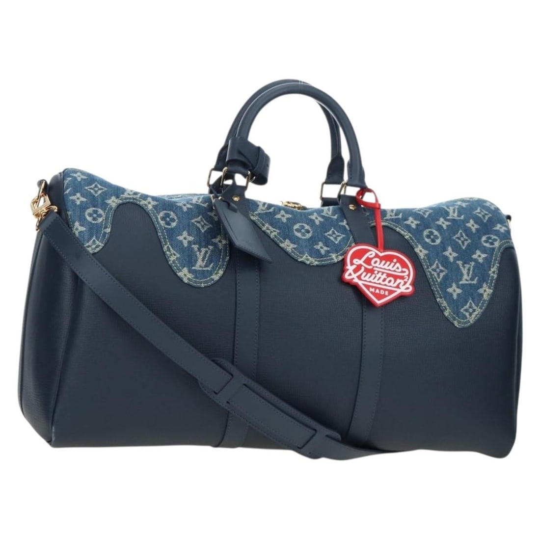 Louis Vuitton M45975 Keepall 50 Bandouliere Boston Bag Navy: Louis Vuitton M45975 Keepall 50 Bandouliere Boston Bag Navy Louis Vuitton Denim Squared NIGO Keepall Bandouliere 50 Boston bag in navy Monogram canvas. Made in France, this bag includes a shoulder str