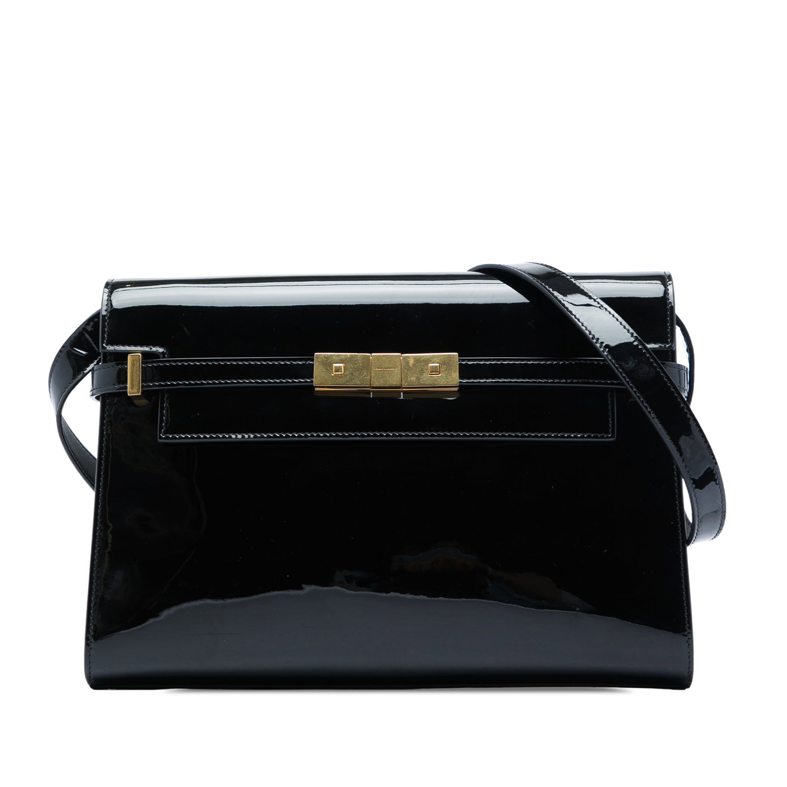Saint Laurent Manhattan Medium Patent Leather Shoulder Bag Black (1 of 6)
