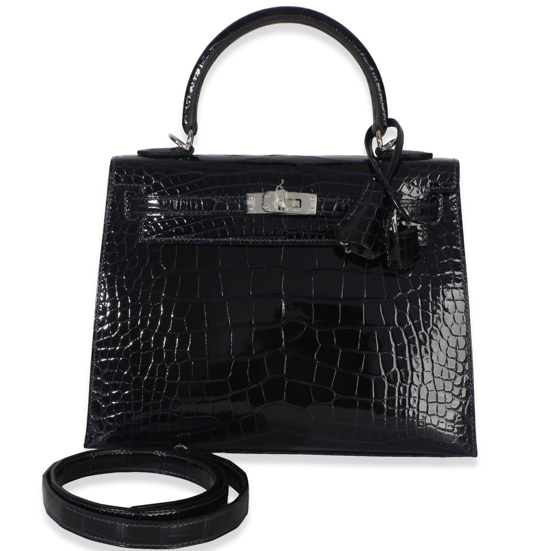 Hermes Sellier Kelly 25 Bleu Marine Mississippiensis Alligator Bag (1 of 10)
