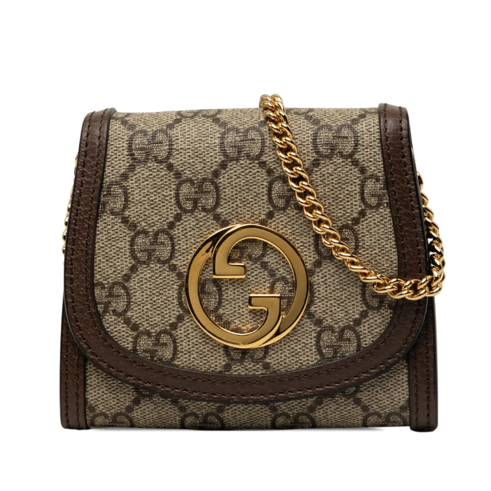 Gucci Blondie Wallet on Chain Medium GG Supreme Beige: Gucci Blondie Wallet on Chain Medium GG Supreme Beige A Gucci Blondie wallet on chain crafted with a coated canvas body and leather trim. This compact shoulder bag features a chain link shoulder strap