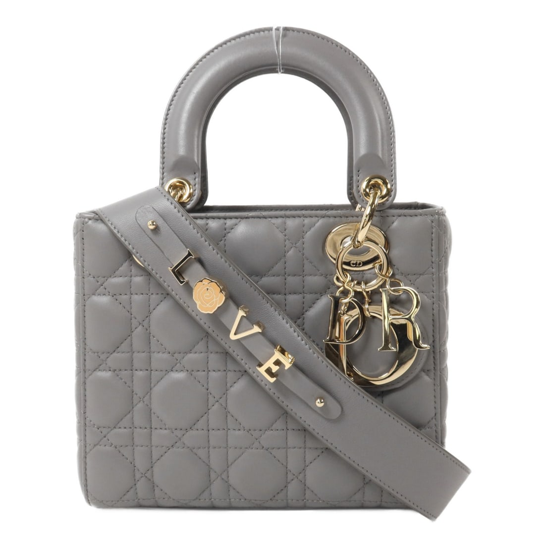 Dior Lady Dior Small Gray Lambskin 2 Way Shoulder Bag CD GHW (1 of 15)