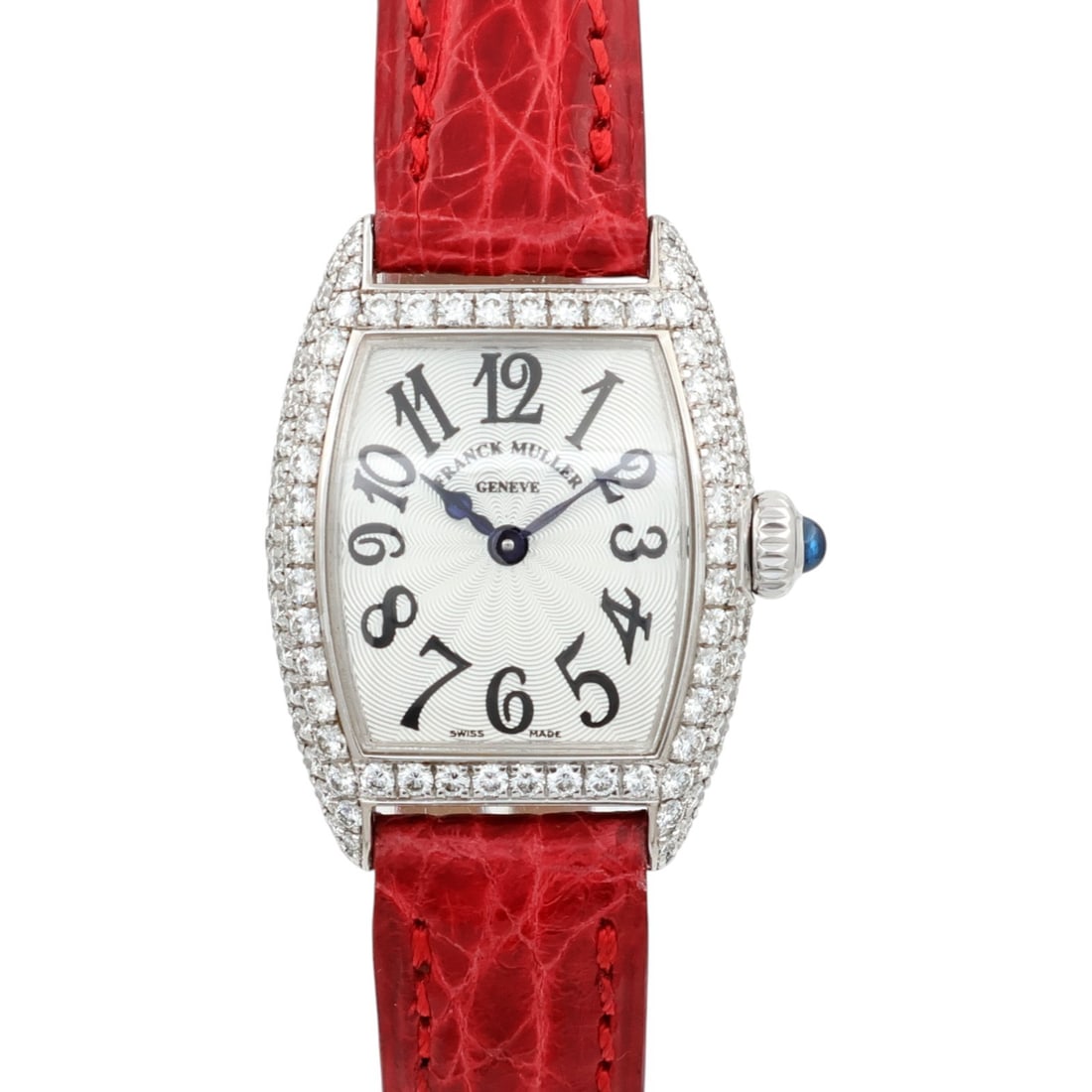 FRANCK MULLER 2500 QZ D Cintree Curvex ladies quartz wristwatch 18K white gold: FRANCK MULLER 2500 QZ D Cintree Curvex ladies quartz wristwatch 18K white gold Franck Muller Cintree Curvex 2500 QZ D women's wristwatch with a quartz movement and an 18K white gold case and band. Thi