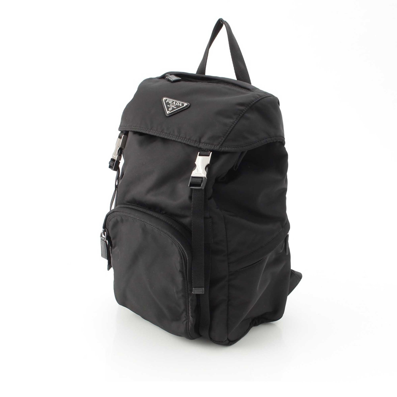 Prada Tessuto Nylon Drawstring Flap Backpack Black - 2