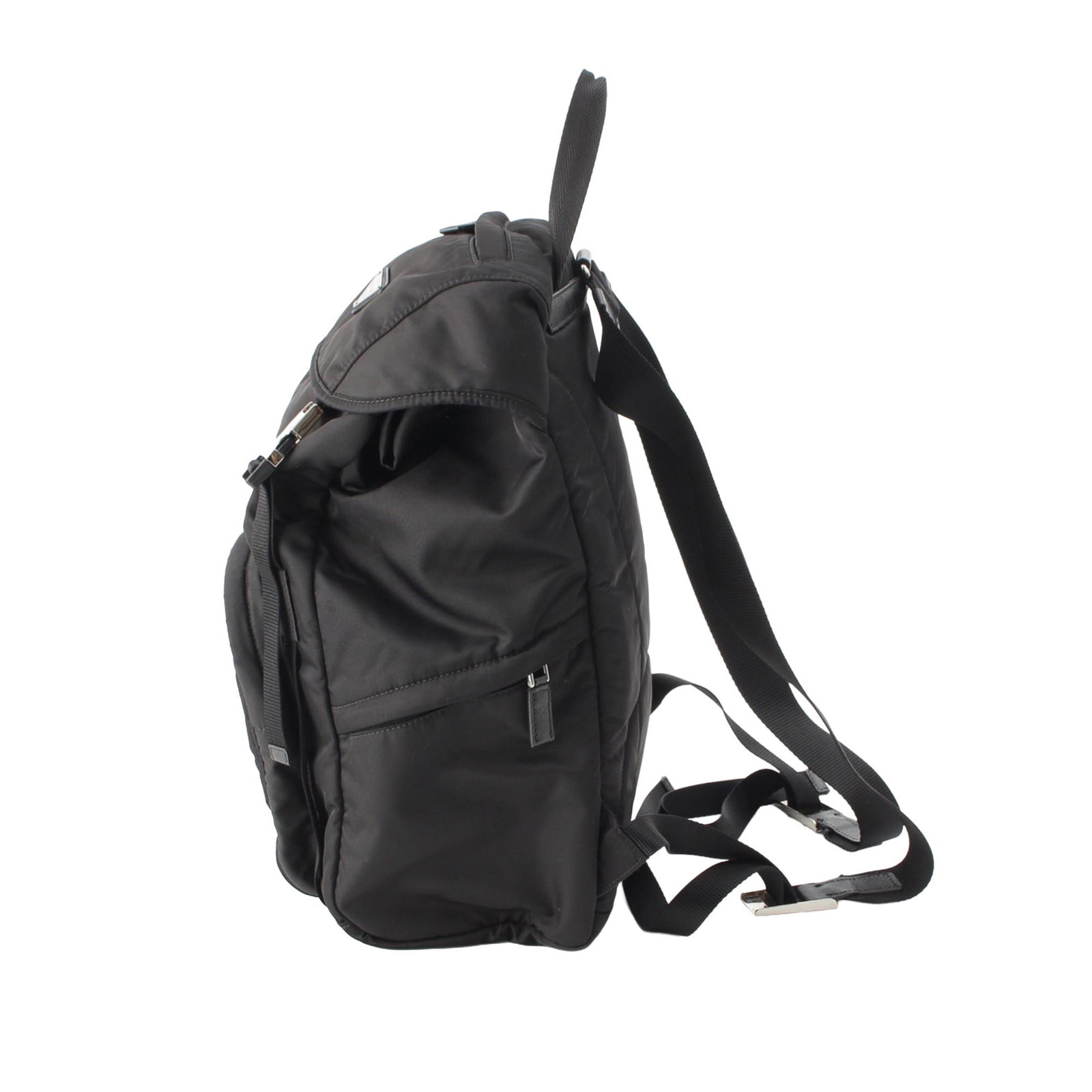 Prada Tessuto Nylon Drawstring Flap Backpack Black - 3