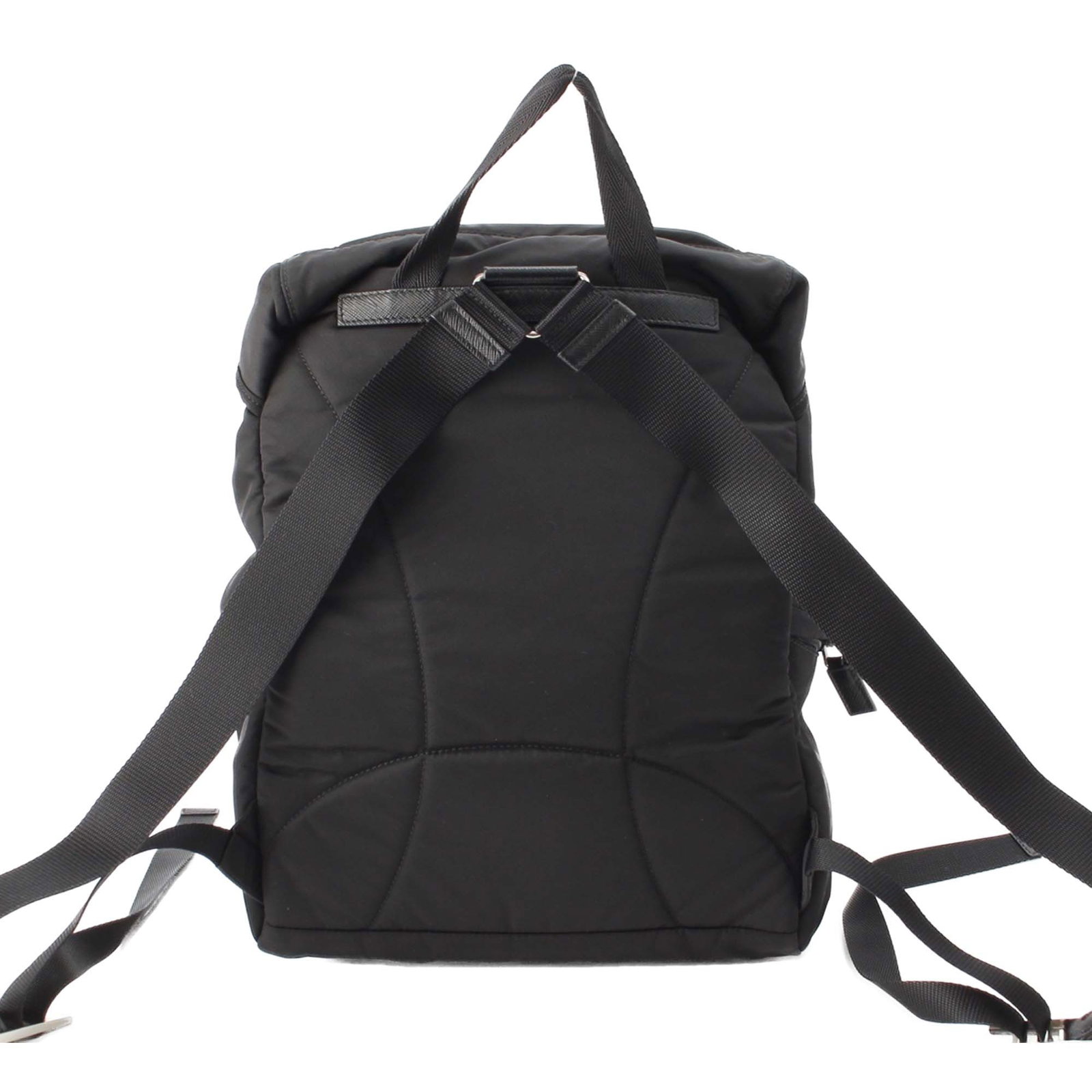 Prada Tessuto Nylon Drawstring Flap Backpack Black - 4